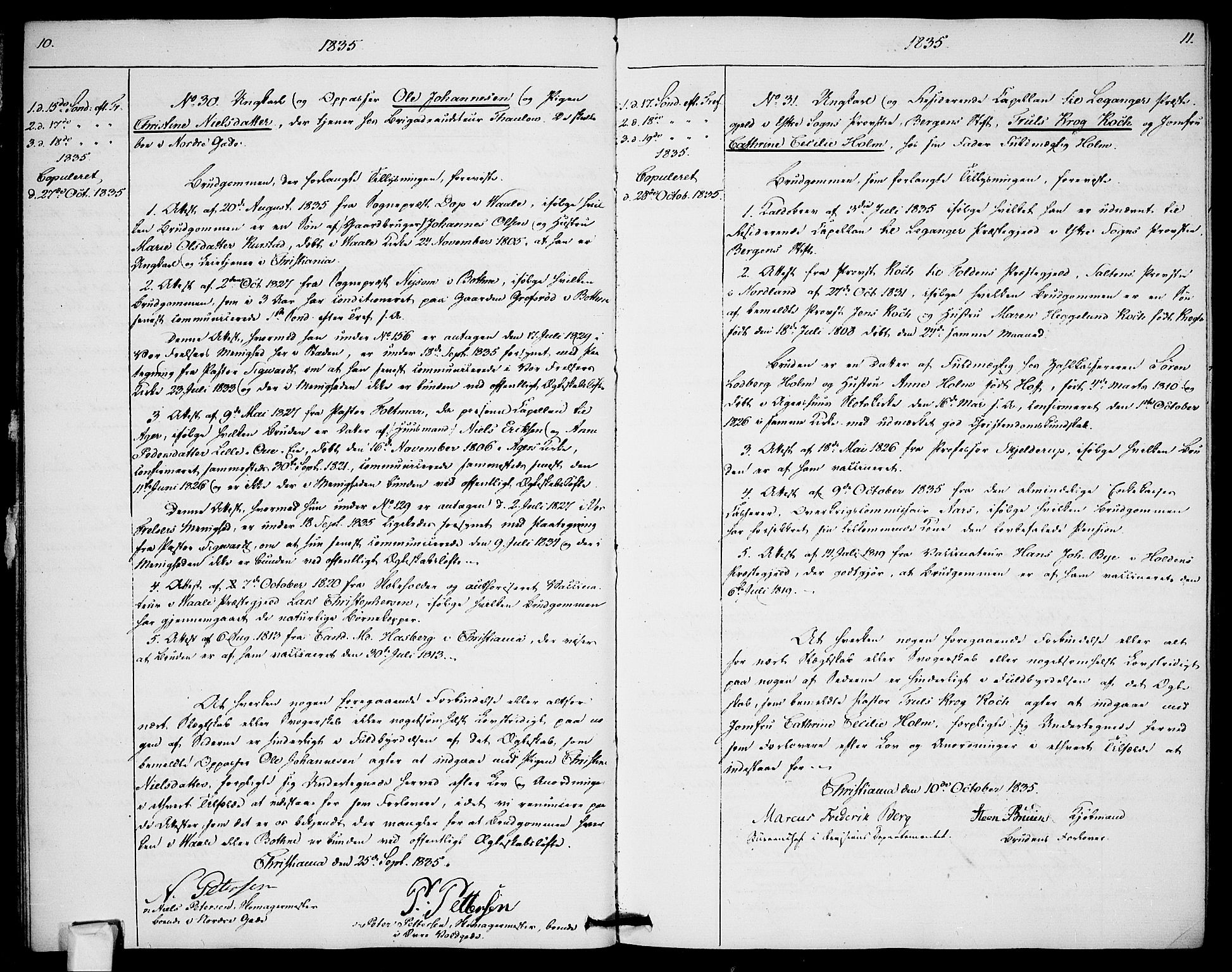 Garnisonsmenigheten Kirkebøker, AV/SAO-A-10846/H/Ha/L0003: Banns register no. I 3, 1835-1840, p. 10-11