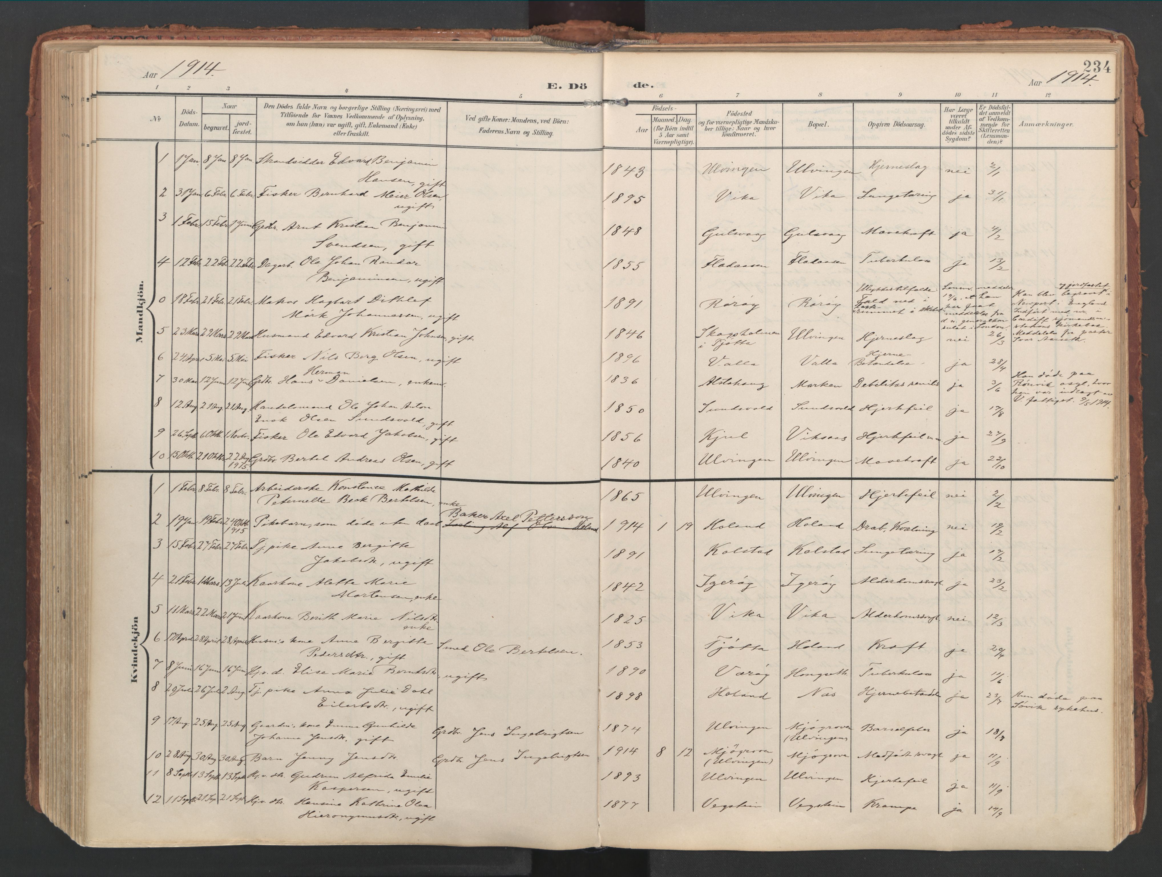 Ministerialprotokoller, klokkerbøker og fødselsregistre - Nordland, AV/SAT-A-1459/816/L0250: Parish register (official) no. 816A16, 1903-1923, p. 234