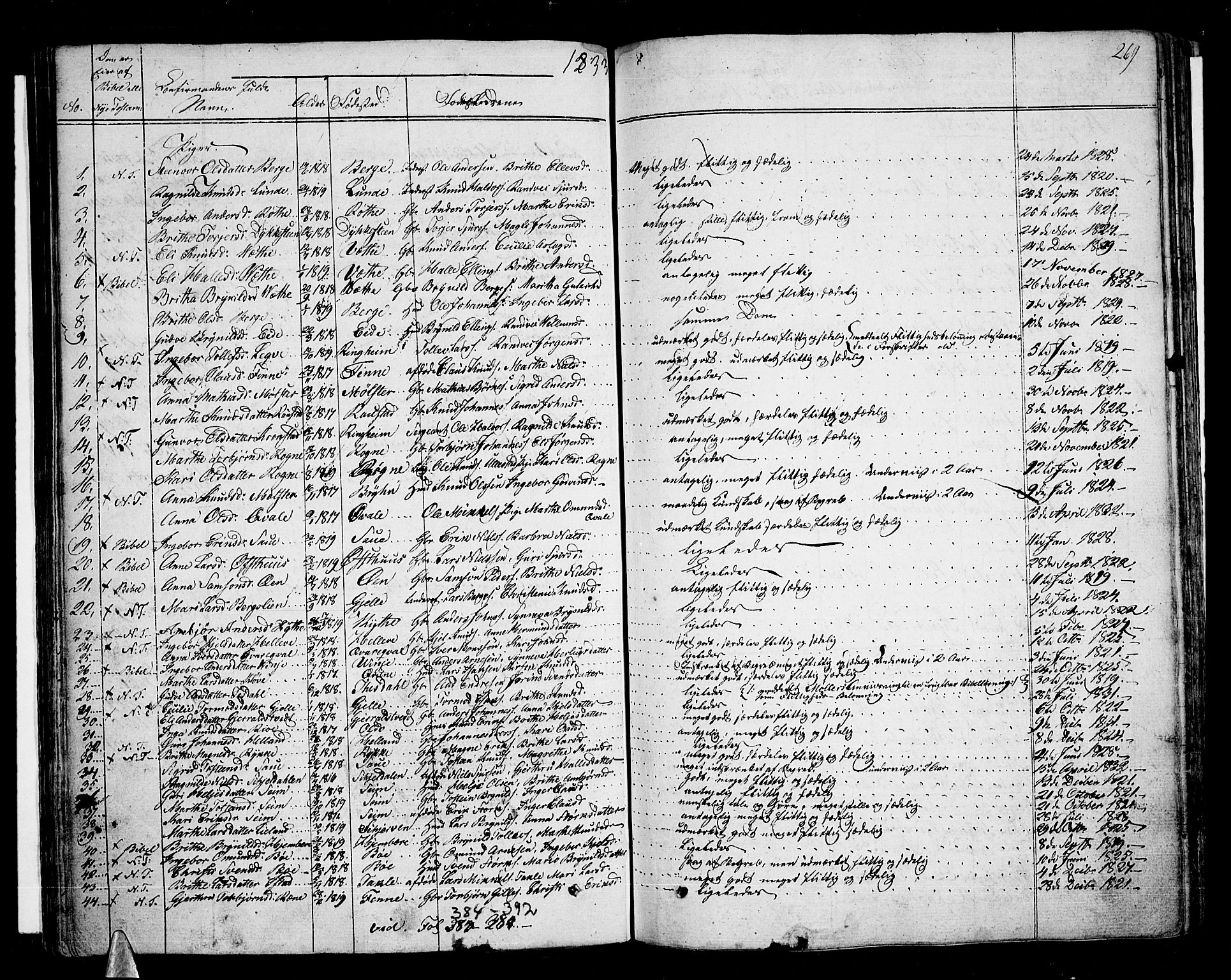 Voss sokneprestembete, SAB/A-79001/H/Haa: Parish register (official) no. A 12, 1823-1837, p. 269