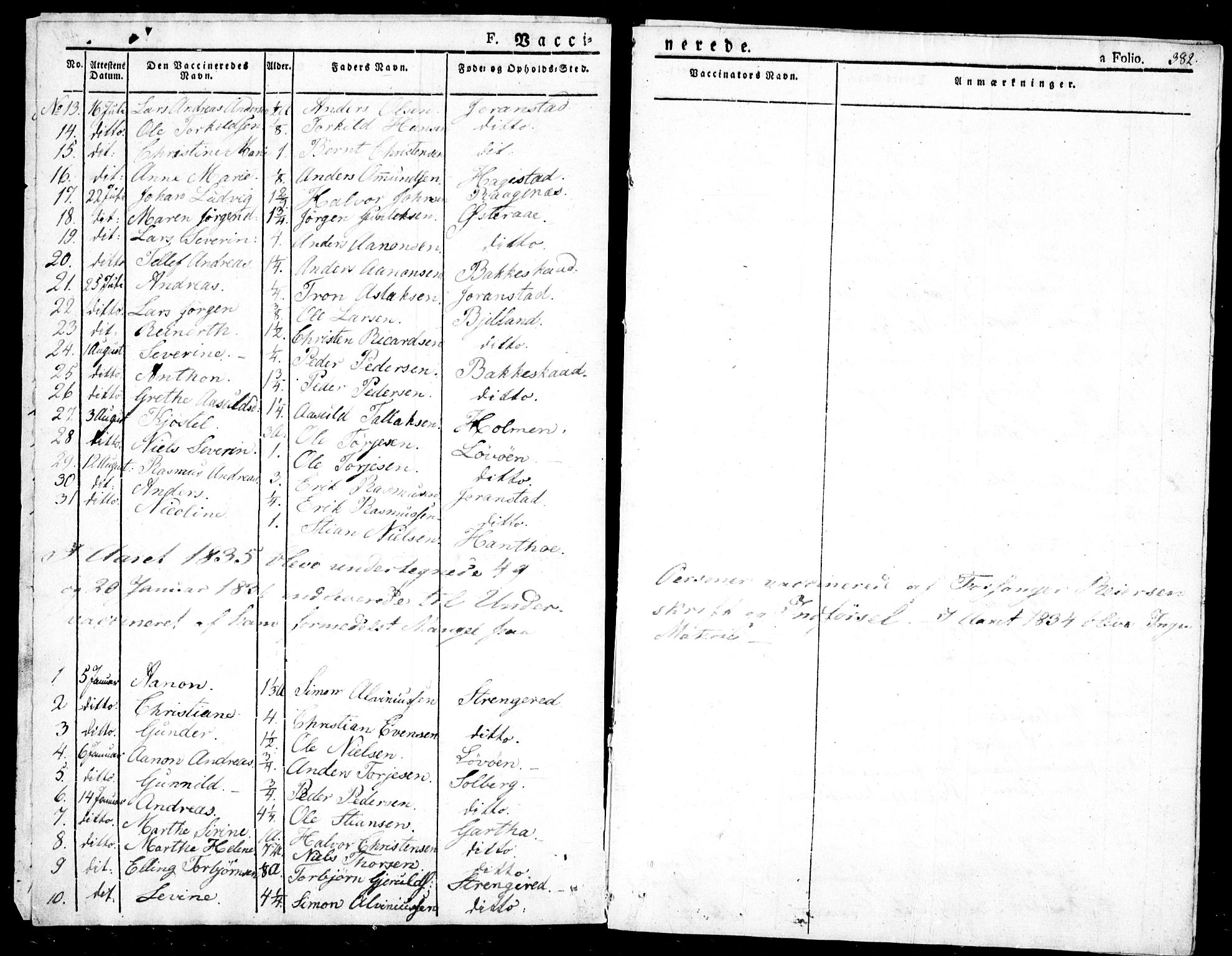 Holt sokneprestkontor, AV/SAK-1111-0021/F/Fa/L0006: Parish register (official) no. A 6, 1820-1835, p. 382