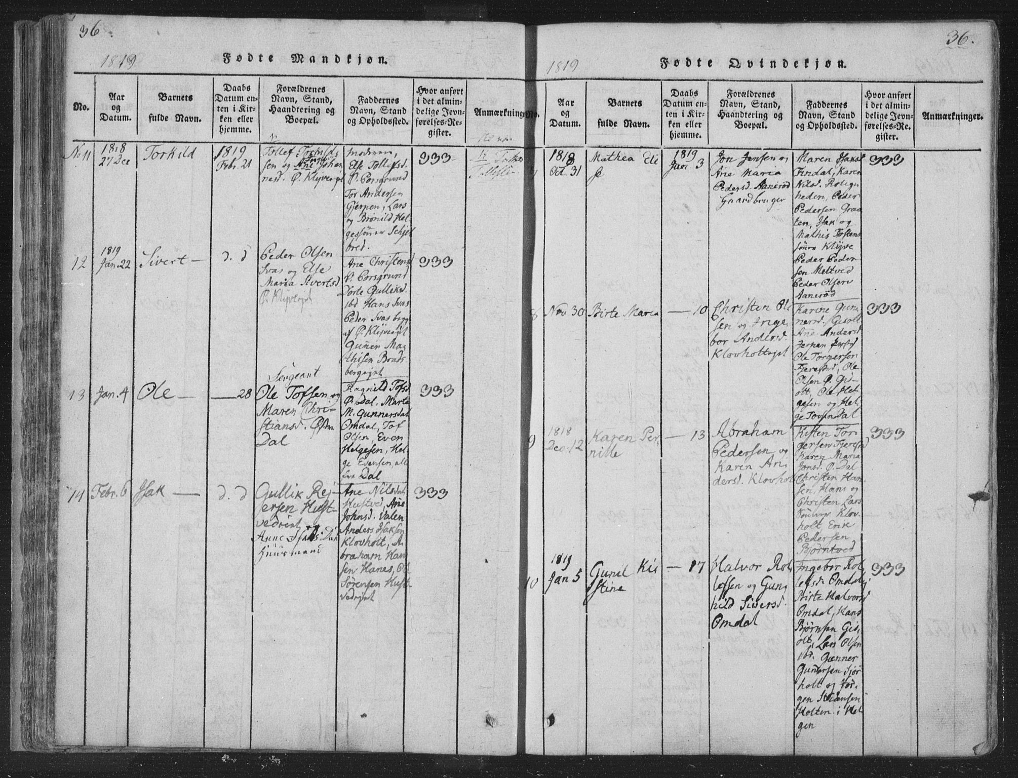 Solum kirkebøker, AV/SAKO-A-306/F/Fa/L0004: Parish register (official) no. I 4, 1814-1833, p. 36