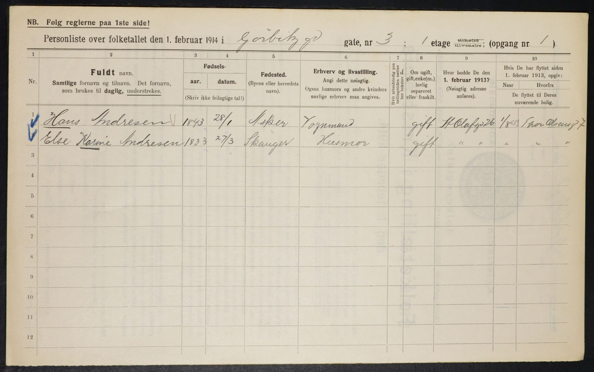 OBA, Municipal Census 1914 for Kristiania, 1914, p. 32776