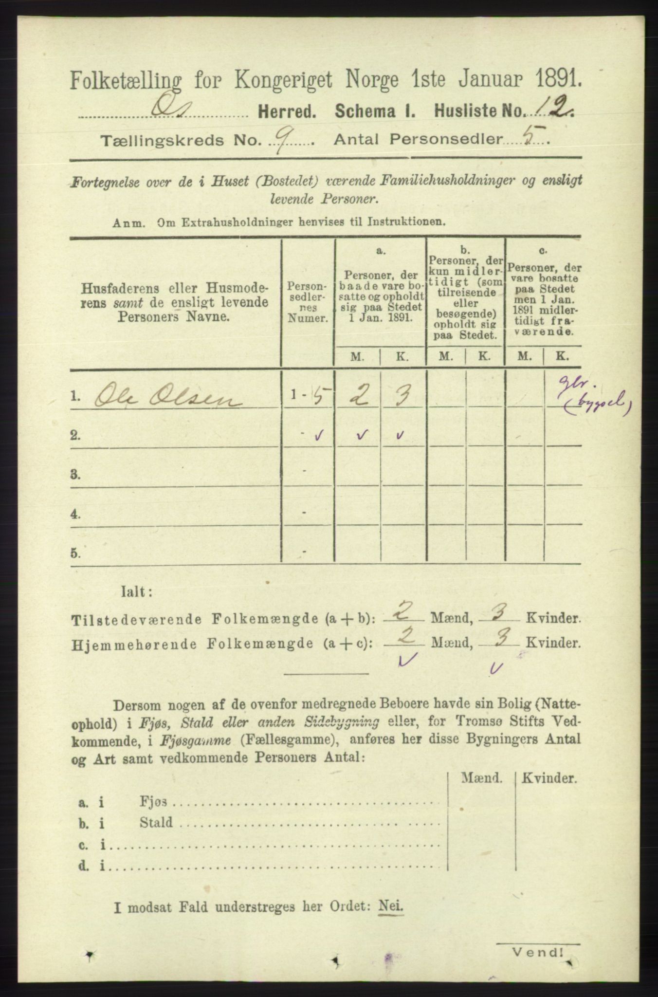 RA, 1891 census for 1243 Os, 1891, p. 1916