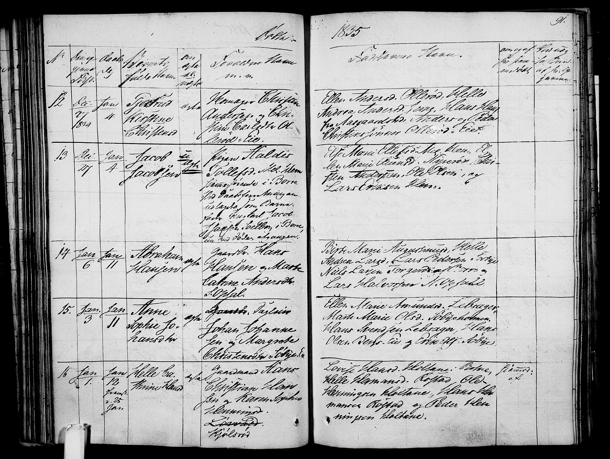 Våle kirkebøker, AV/SAKO-A-334/F/Fa/L0008: Parish register (official) no. I 8, 1824-1844, p. 91