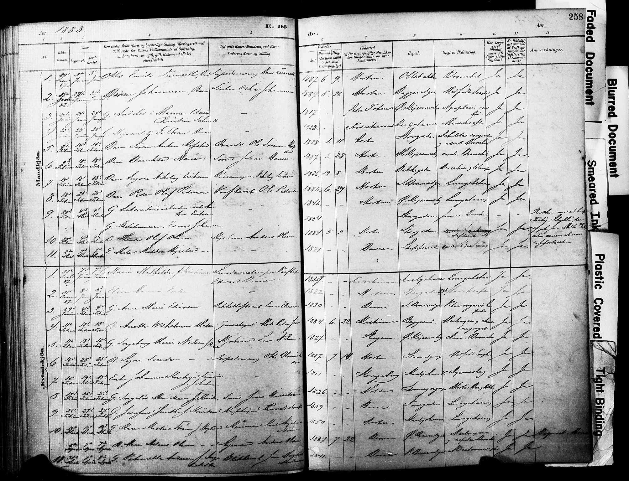 Horten kirkebøker, AV/SAKO-A-348/F/Fa/L0004: Parish register (official) no. 4, 1888-1895, p. 258