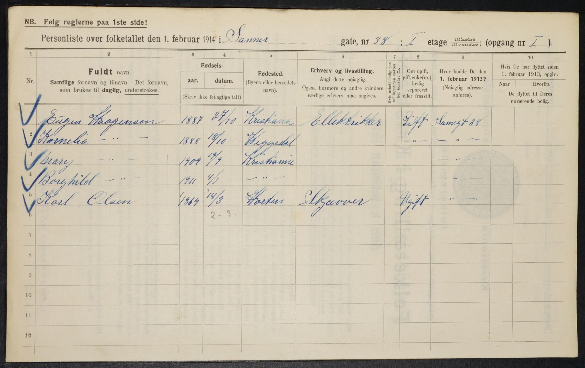 OBA, Municipal Census 1914 for Kristiania, 1914, p. 88918