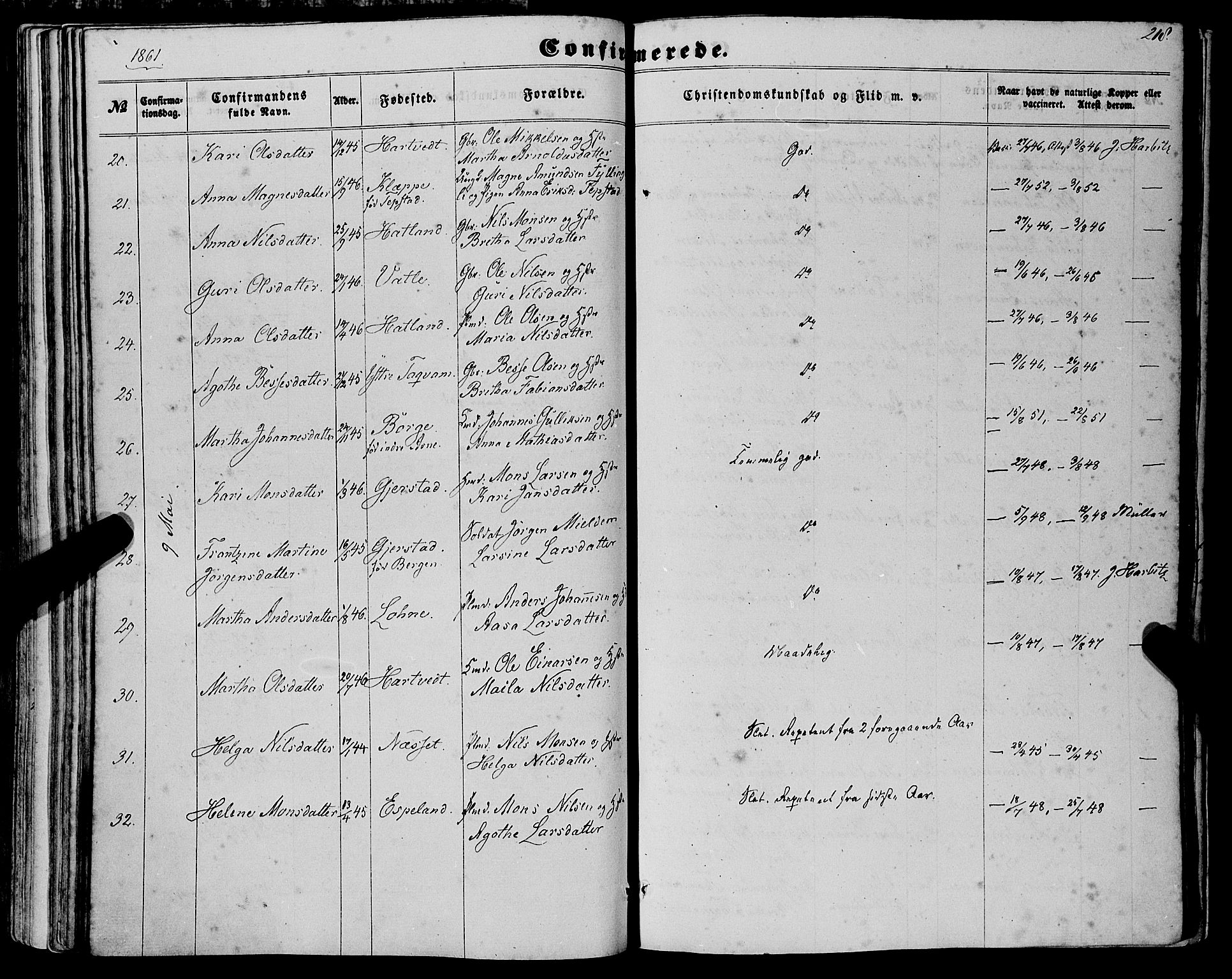 Haus sokneprestembete, AV/SAB-A-75601/H/Haa: Parish register (official) no. A 17, 1858-1870, p. 218