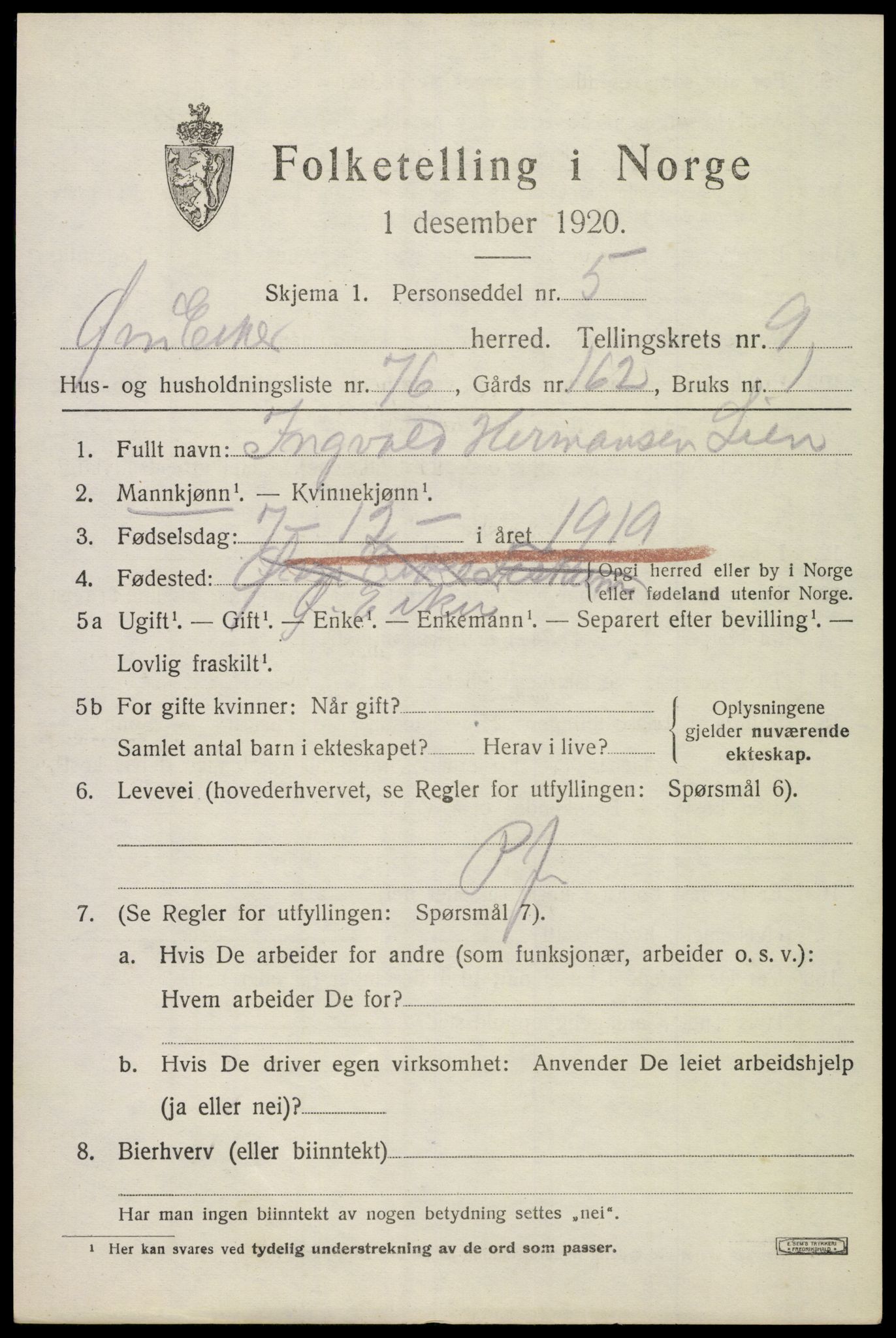 SAKO, 1920 census for Øvre Eiker, 1920, p. 16358