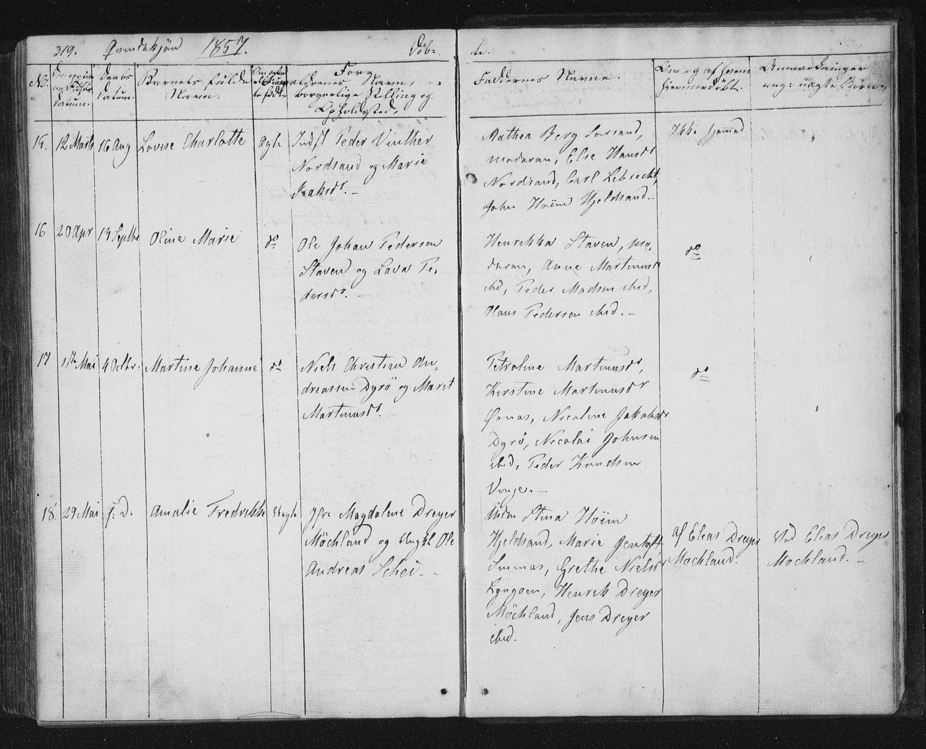 Ministerialprotokoller, klokkerbøker og fødselsregistre - Nordland, AV/SAT-A-1459/893/L1332: Parish register (official) no. 893A05, 1841-1858, p. 319