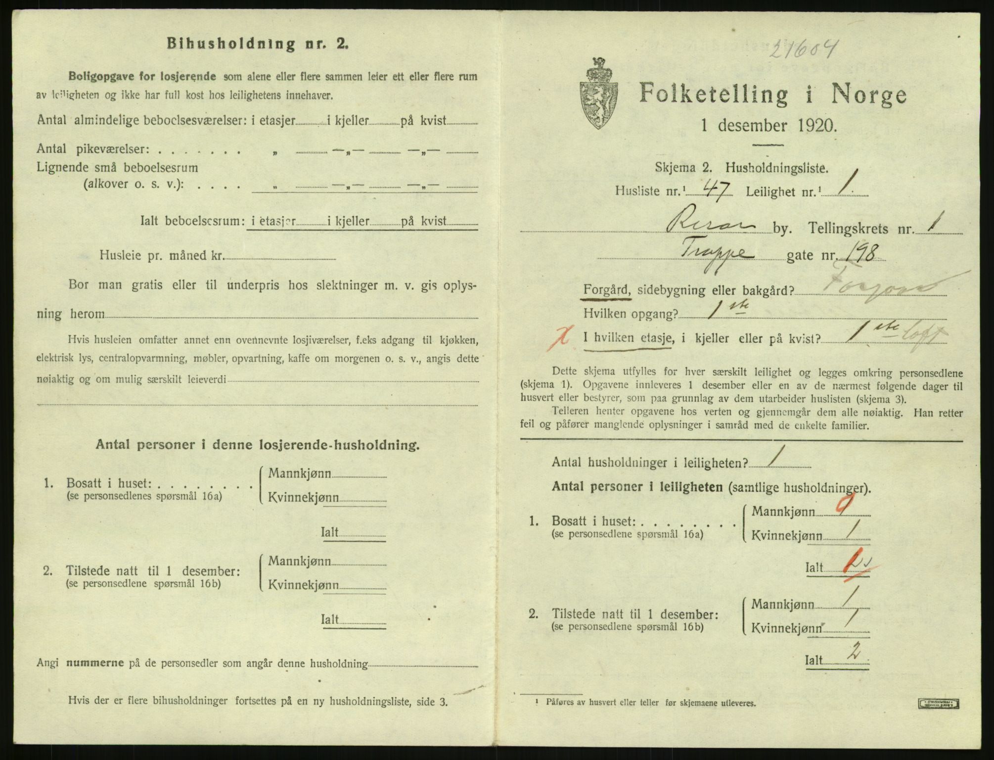 SAK, 1920 census for Risør, 1920, p. 1461