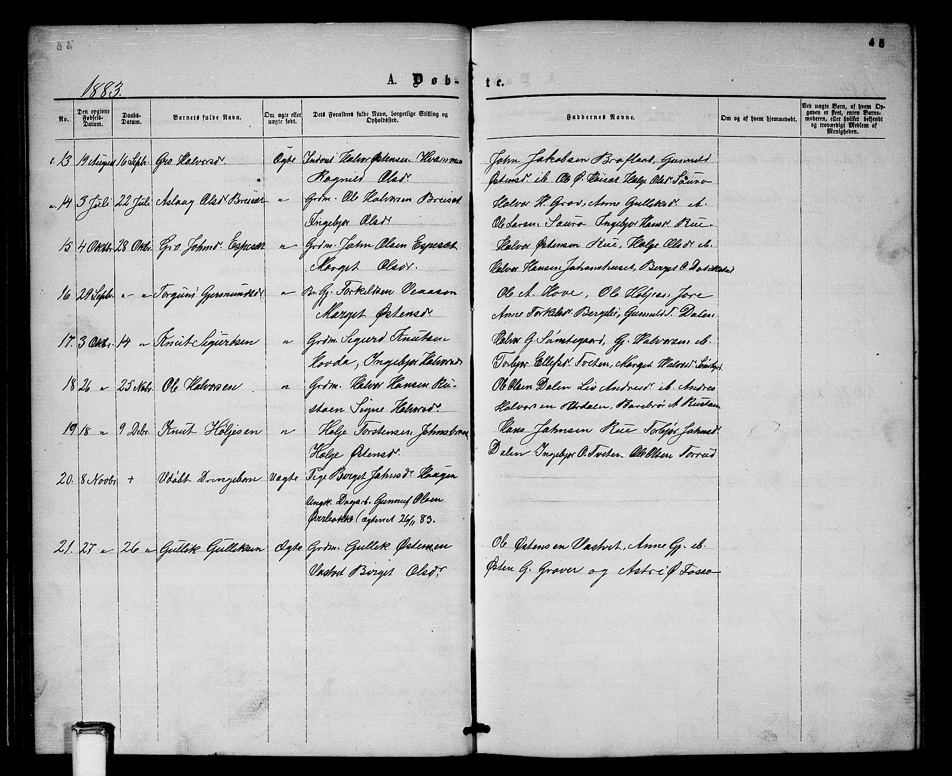 Gransherad kirkebøker, SAKO/A-267/G/Gb/L0002: Parish register (copy) no. II 2, 1860-1886, p. 45