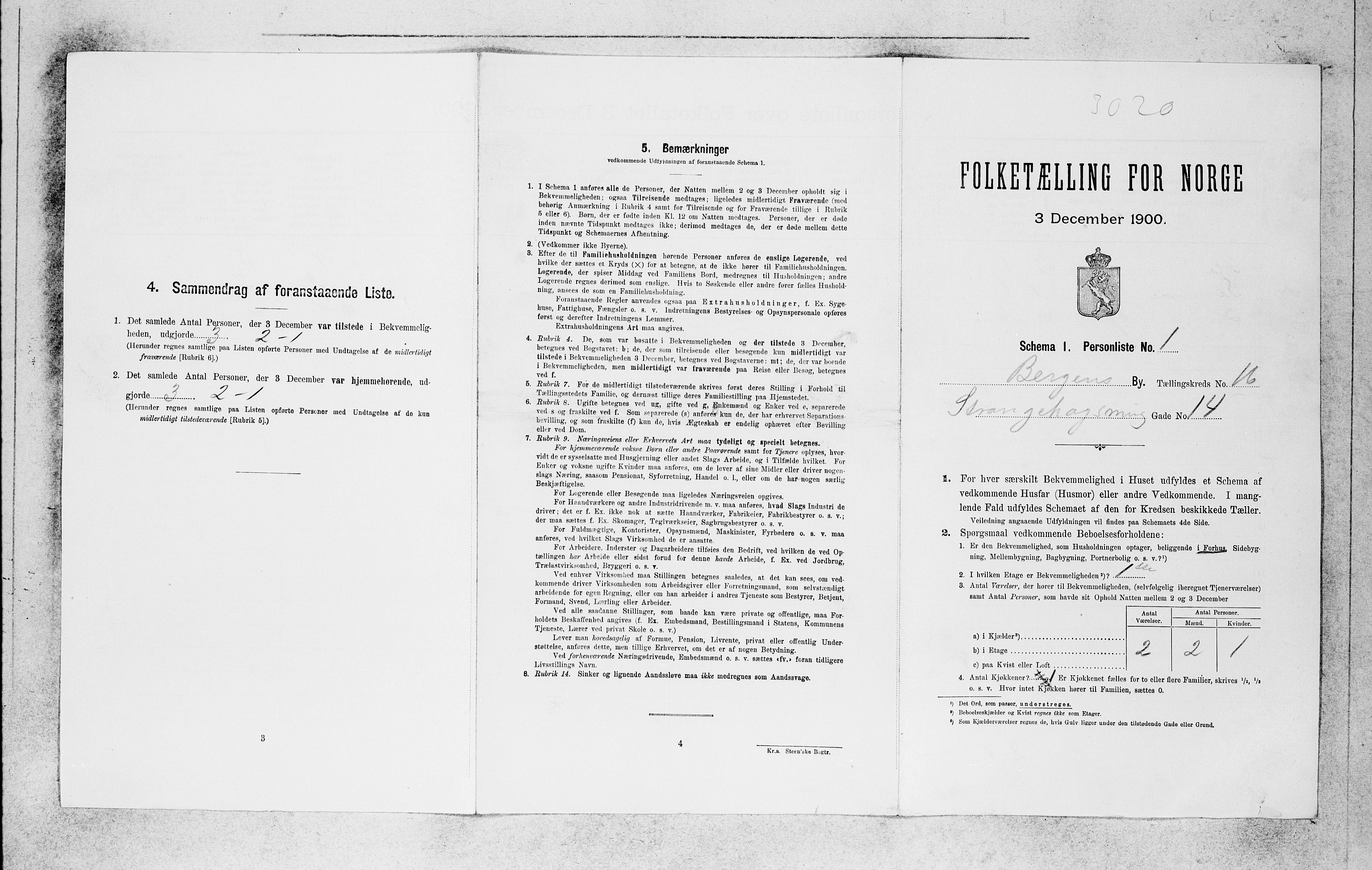 SAB, 1900 census for Bergen, 1900, p. 2993