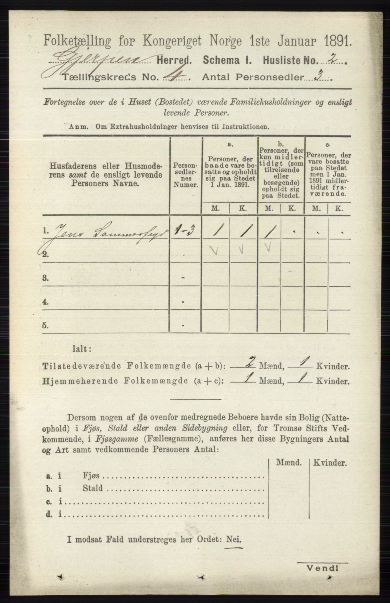 RA, 1891 census for 0812 Gjerpen, 1891, p. 1863