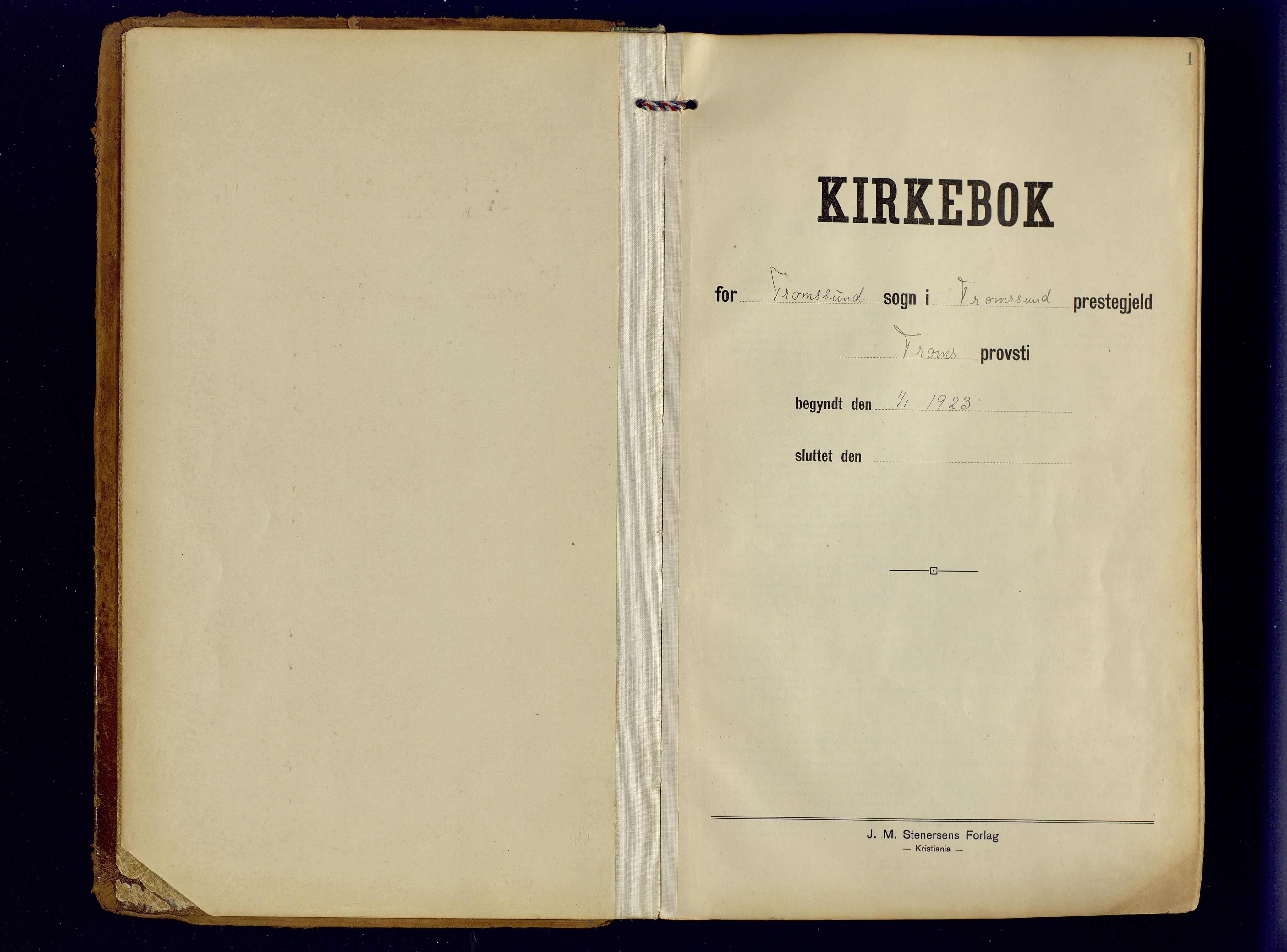 Tromsøysund sokneprestkontor, AV/SATØ-S-1304/G/Ga/L0009kirke: Parish register (official) no. 9, 1922-1934, p. 1