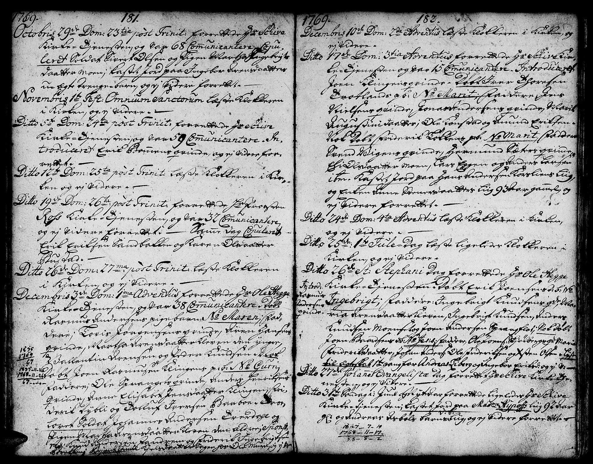 Ministerialprotokoller, klokkerbøker og fødselsregistre - Sør-Trøndelag, SAT/A-1456/671/L0840: Parish register (official) no. 671A02, 1756-1794, p. 181-182