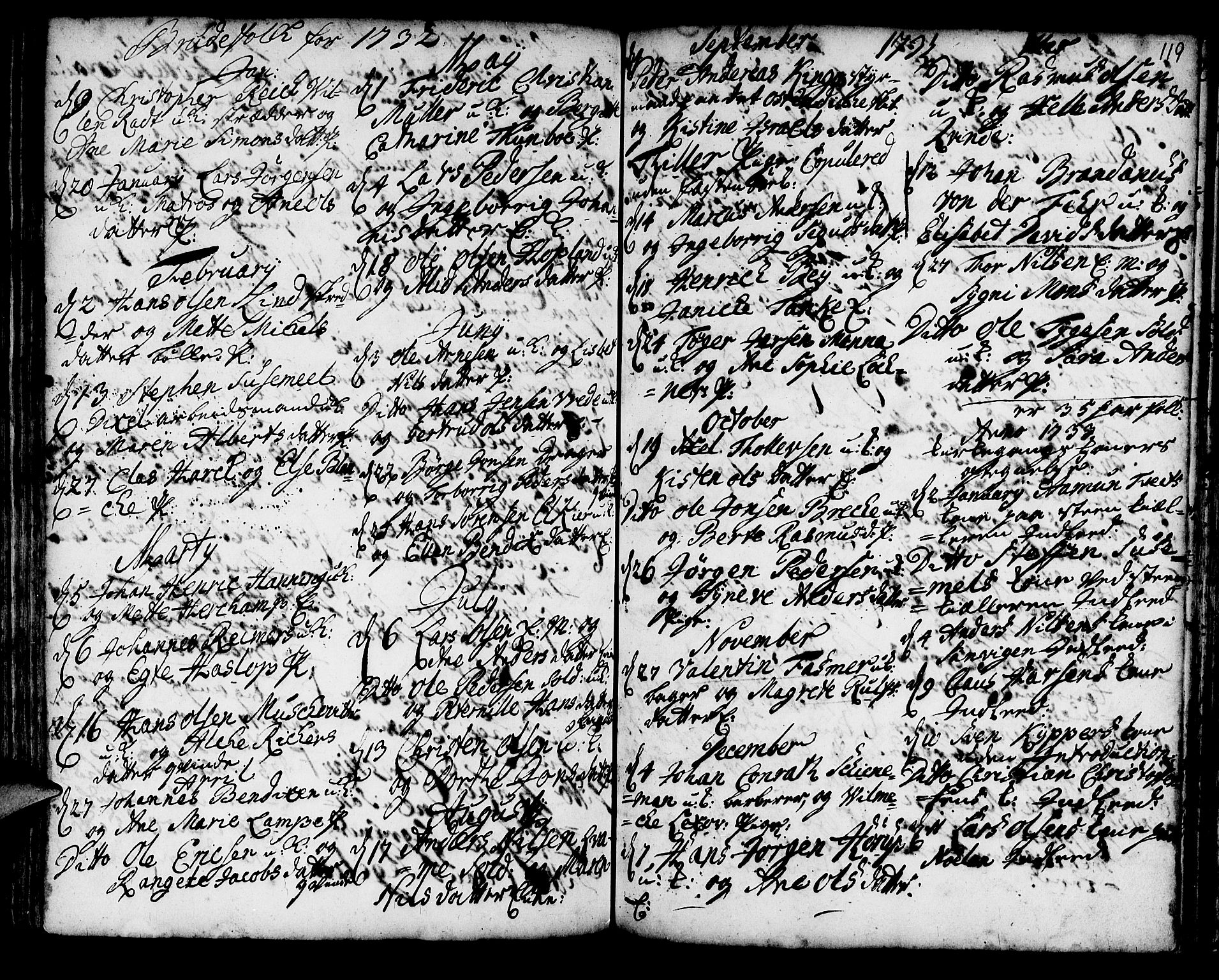 Korskirken sokneprestembete, SAB/A-76101/H/Haa/L0008: Parish register (official) no. A 8, 1698-1747, p. 119