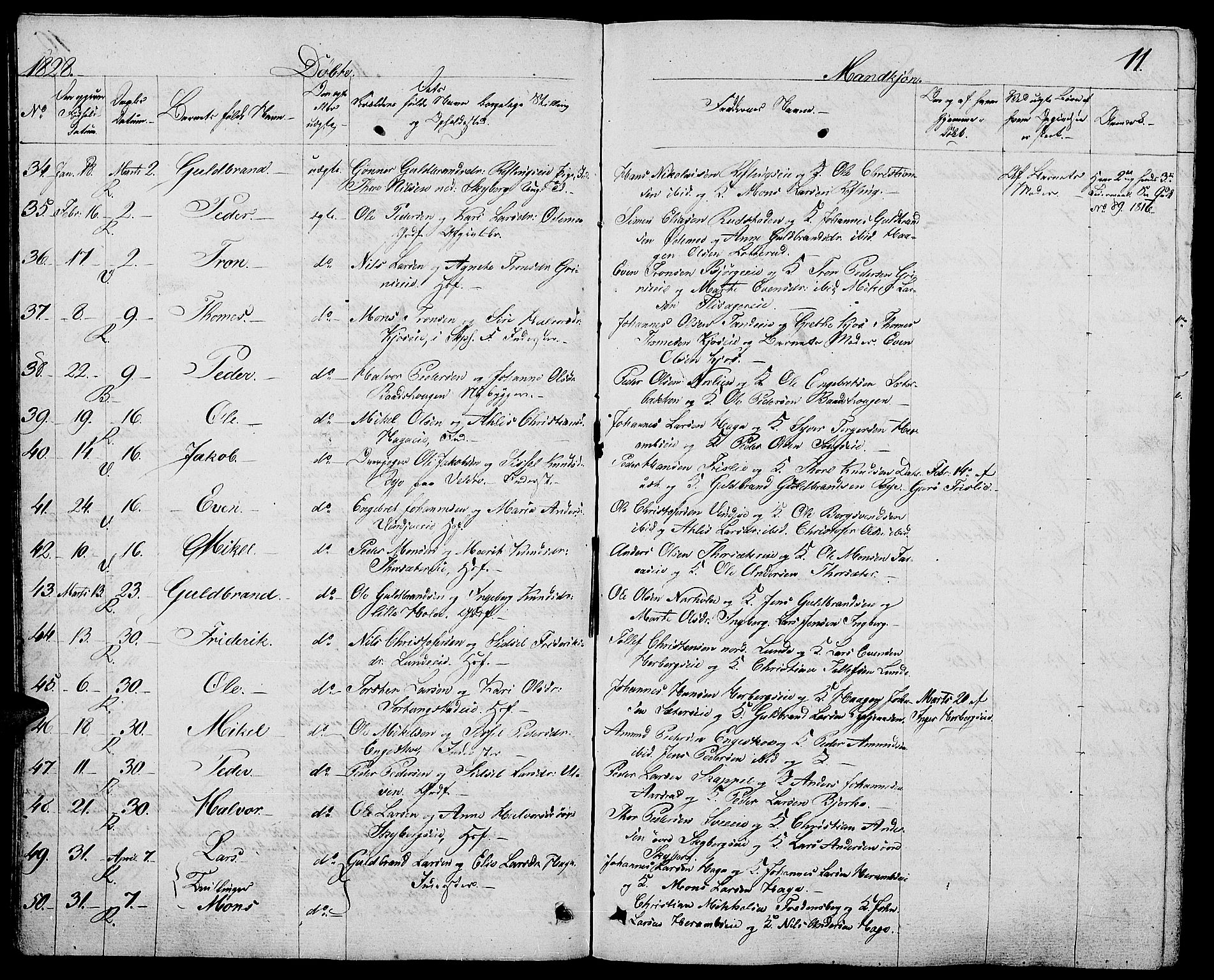 Ringsaker prestekontor, AV/SAH-PREST-014/L/La/L0004: Parish register (copy) no. 4, 1827-1838, p. 11