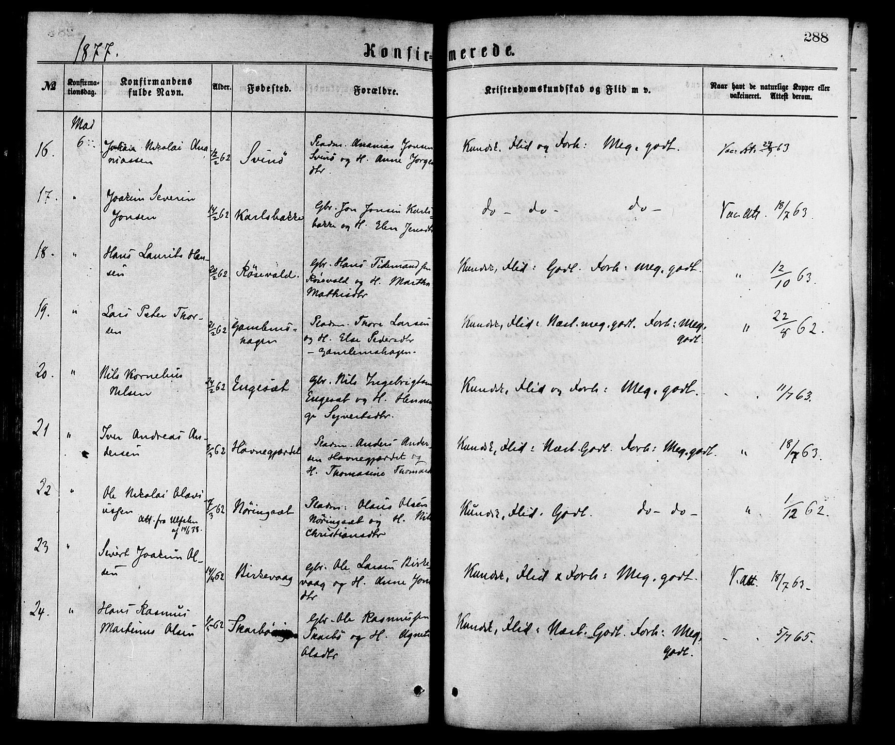 Ministerialprotokoller, klokkerbøker og fødselsregistre - Møre og Romsdal, SAT/A-1454/528/L0400: Parish register (official) no. 528A11, 1871-1879, p. 288