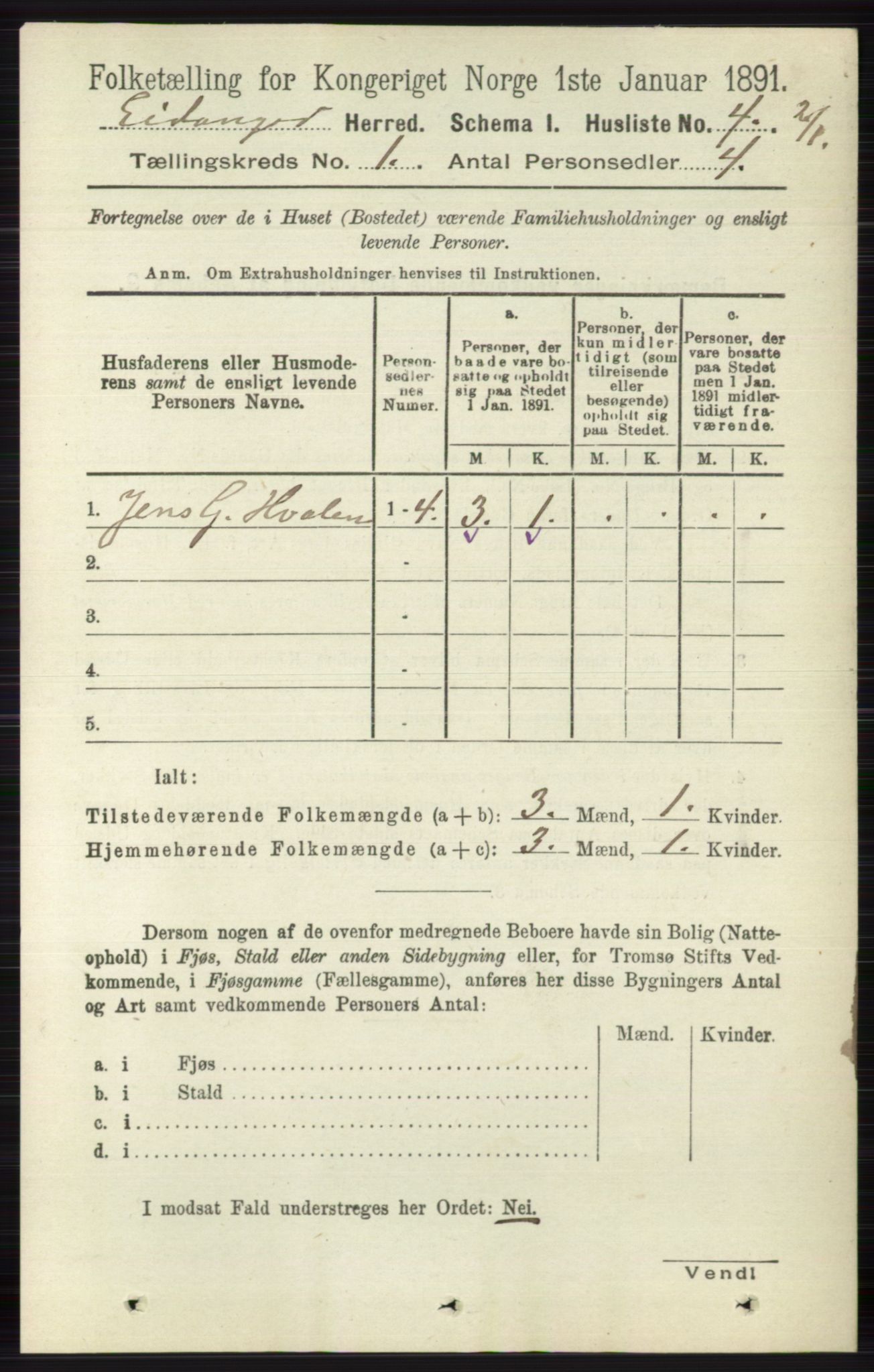 RA, 1891 census for 0813 Eidanger, 1891, p. 35