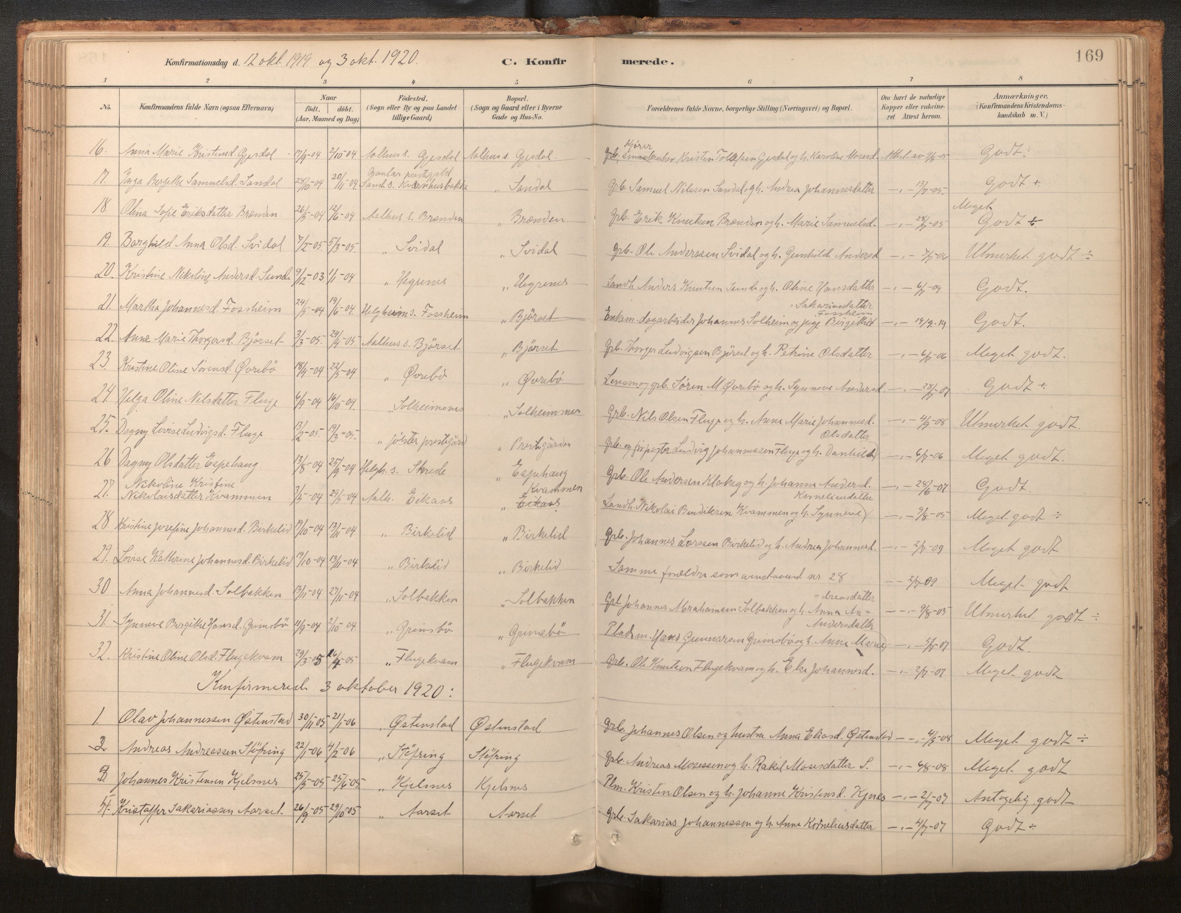 Jølster sokneprestembete, AV/SAB-A-80701/H/Haa/Haab/L0001: Parish register (official) no. B 1, 1882-1930, p. 169