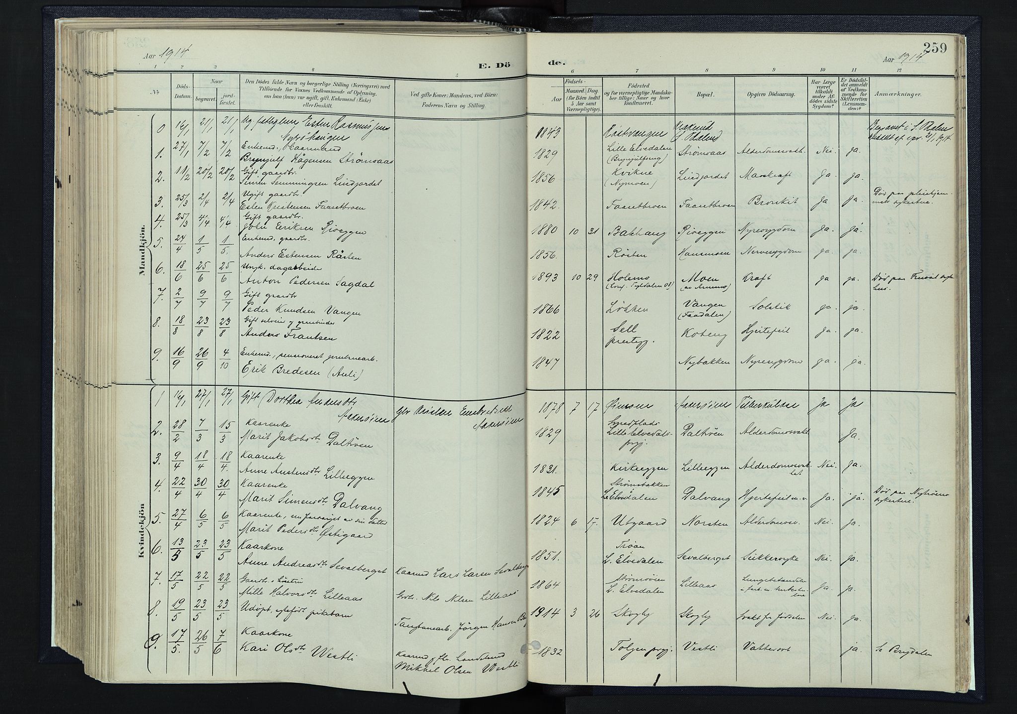 Tynset prestekontor, SAH/PREST-058/H/Ha/Haa/L0025: Parish register (official) no. 25, 1900-1914, p. 259