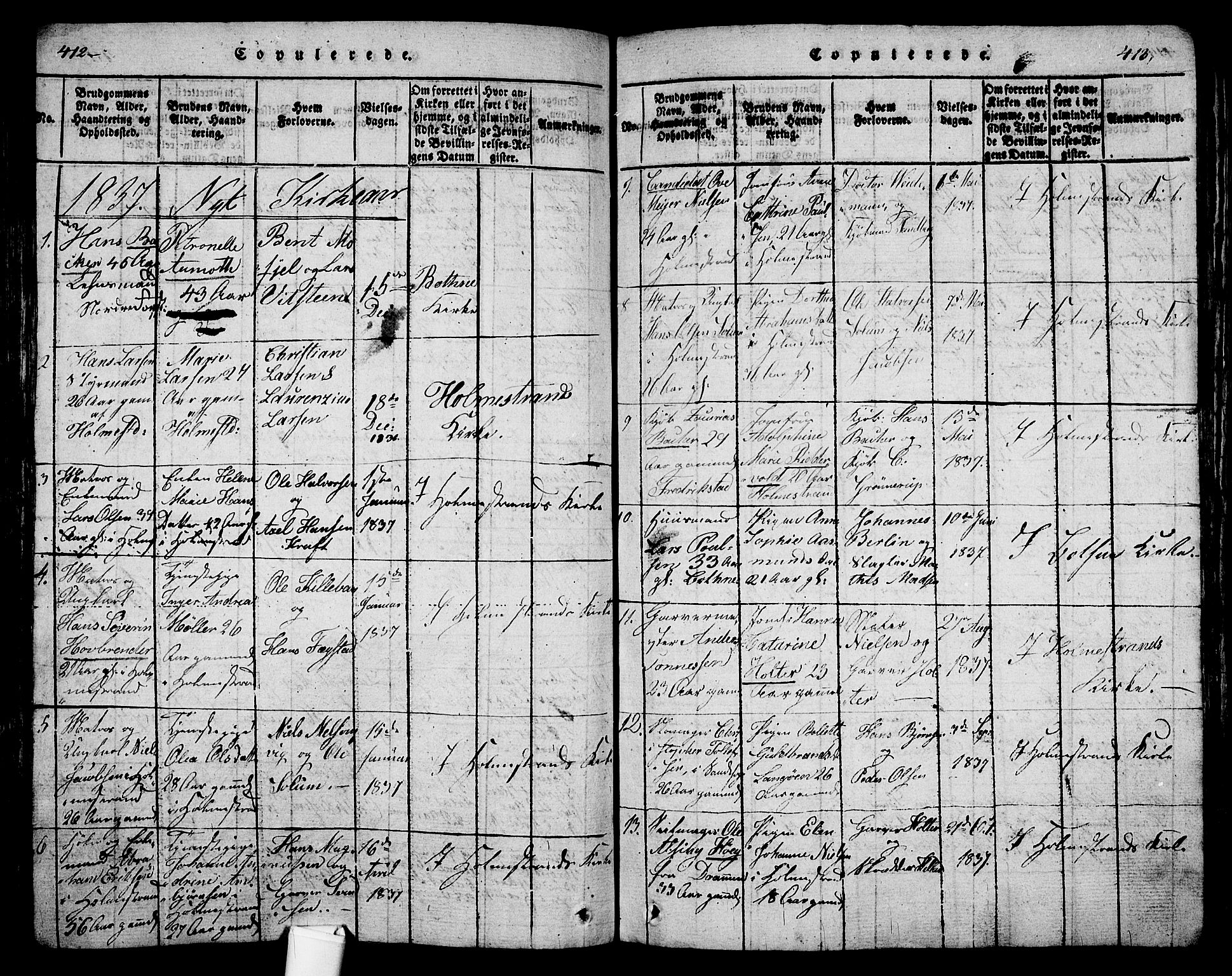 Holmestrand kirkebøker, SAKO/A-346/G/Ga/L0001: Parish register (copy) no. 1, 1814-1848, p. 412-413