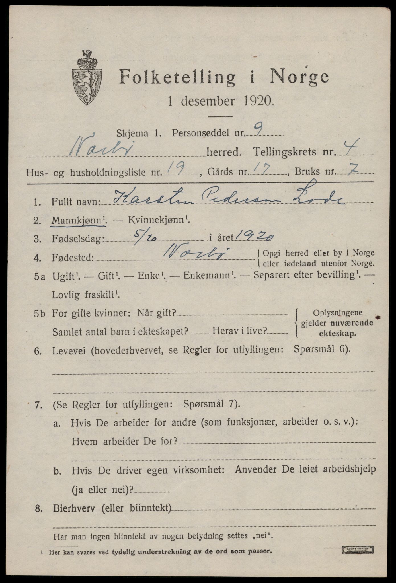 SAST, 1920 census for Nærbø, 1920, p. 2893