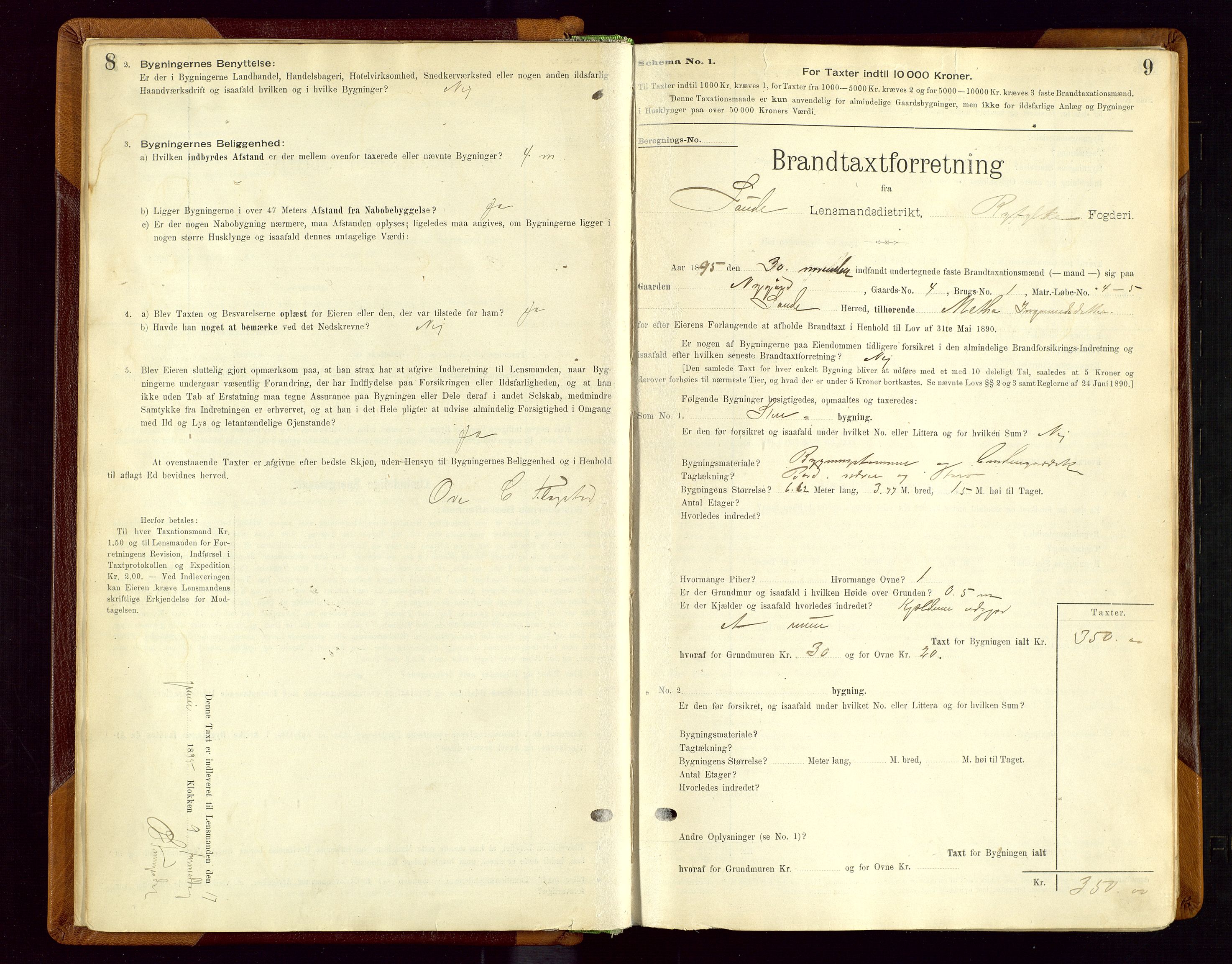 Sauda lensmannskontor, AV/SAST-A-100177/Gob/L0001: Branntakstprotokoll - skjematakst, 1894-1914, p. 8-9