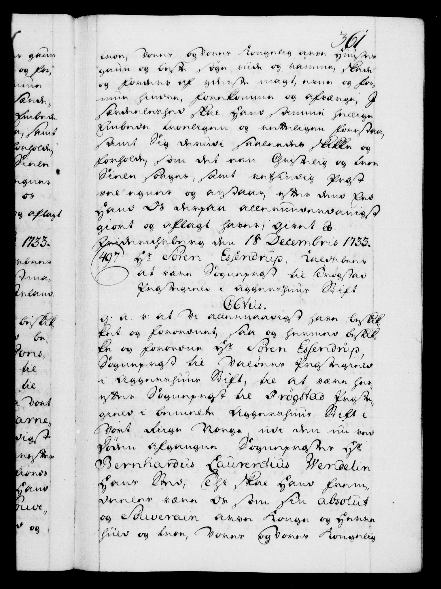 Danske Kanselli 1572-1799, AV/RA-EA-3023/F/Fc/Fca/Fcaa/L0028: Norske registre, 1733-1734, p. 361a