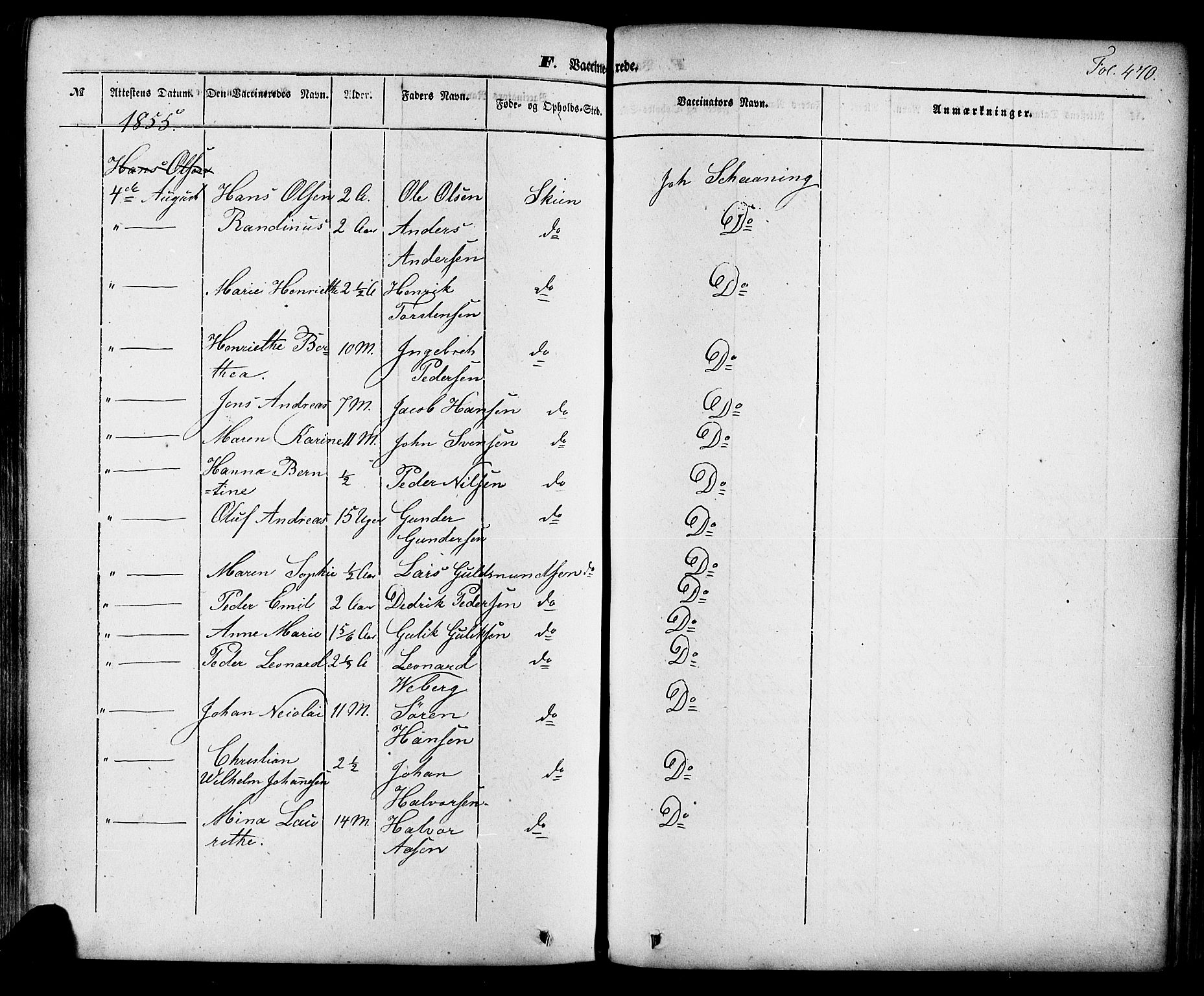 Skien kirkebøker, AV/SAKO-A-302/F/Fa/L0006a: Parish register (official) no. 6A, 1843-1856, p. 470