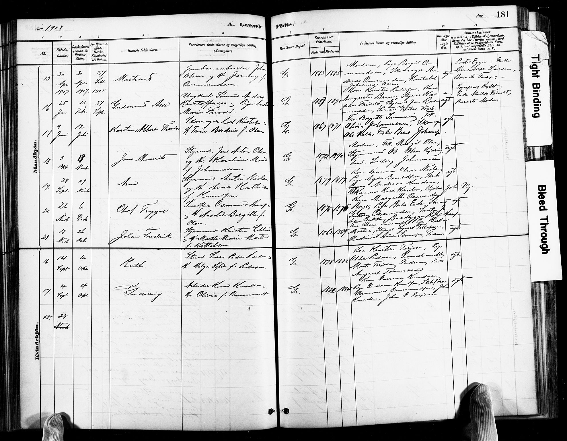 Grimstad sokneprestkontor, AV/SAK-1111-0017/F/Fb/L0001: Parish register (copy) no. B 1, 1881-1922, p. 181