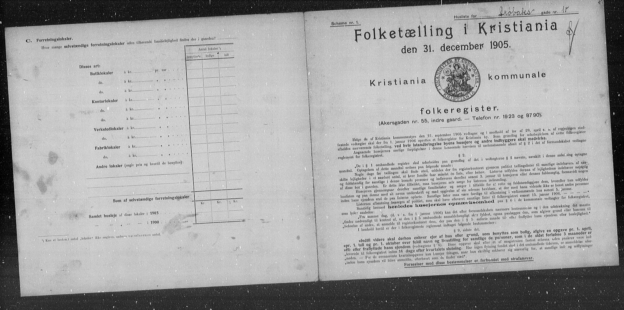 OBA, Municipal Census 1905 for Kristiania, 1905, p. 9086