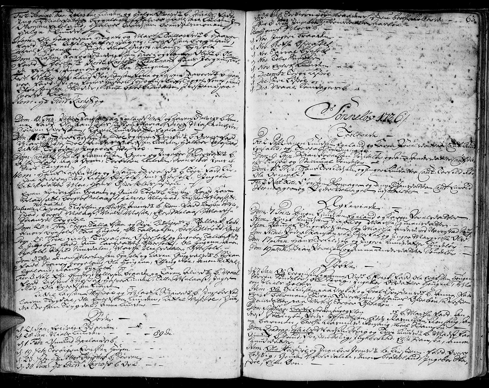 Gjerstad sokneprestkontor, AV/SAK-1111-0014/F/Fa/Faa/L0002: Parish register (official) no. A 2, 1717-1779, p. 63