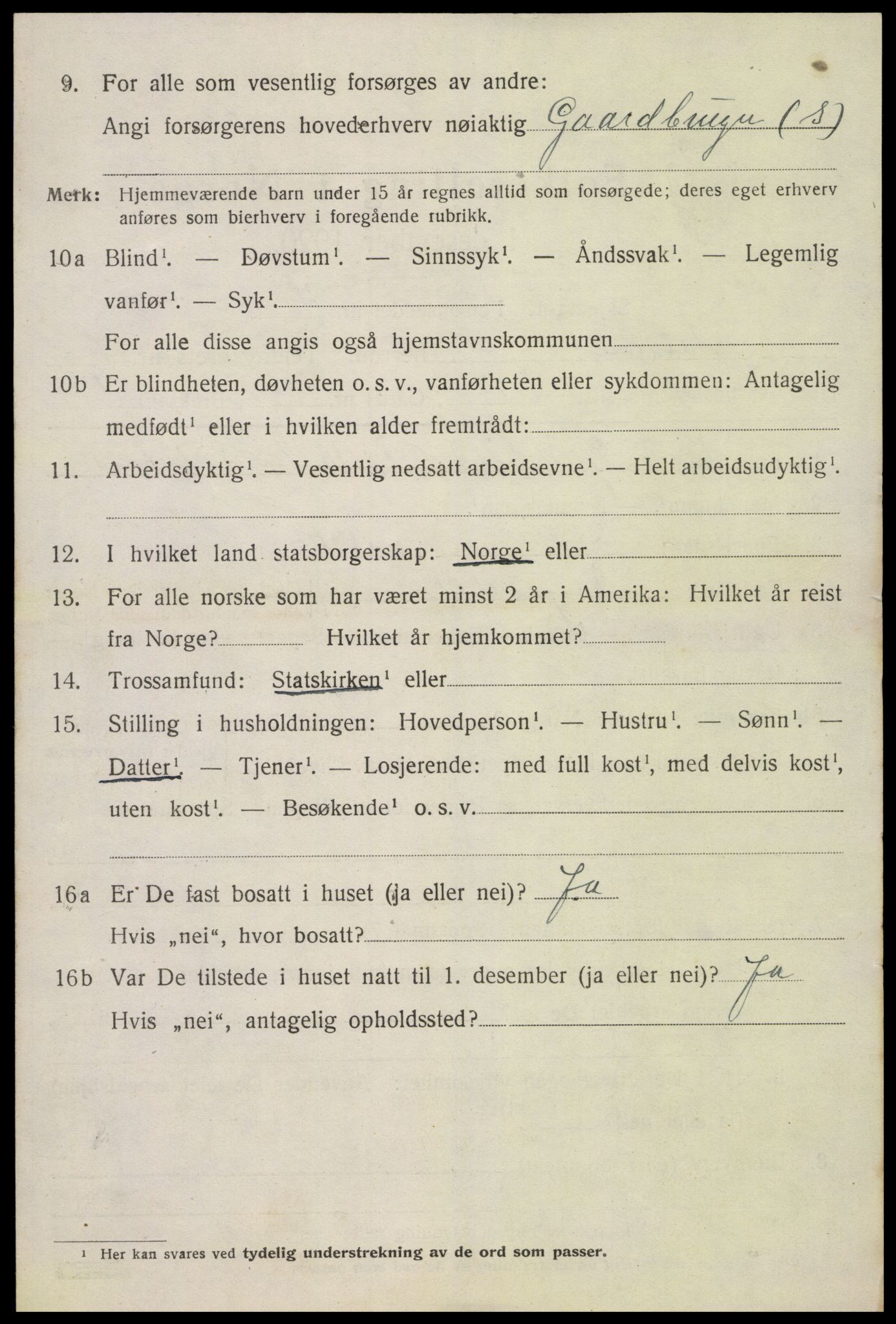 SAK, 1920 census for Iveland, 1920, p. 2288