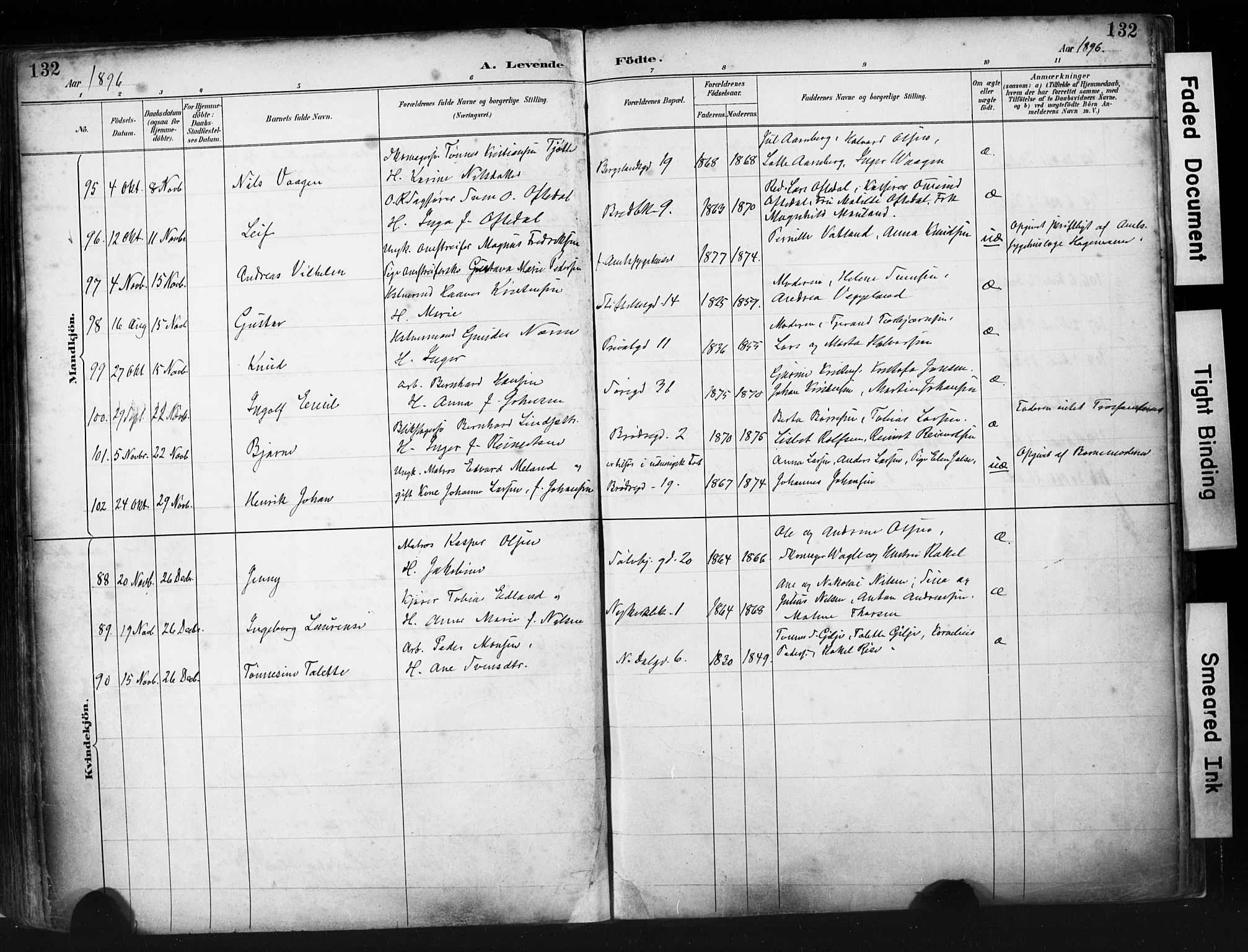 St. Petri sokneprestkontor, AV/SAST-A-101813/001/30/30BA/L0019: Parish register (official) no. A 20, 1888-1901, p. 132