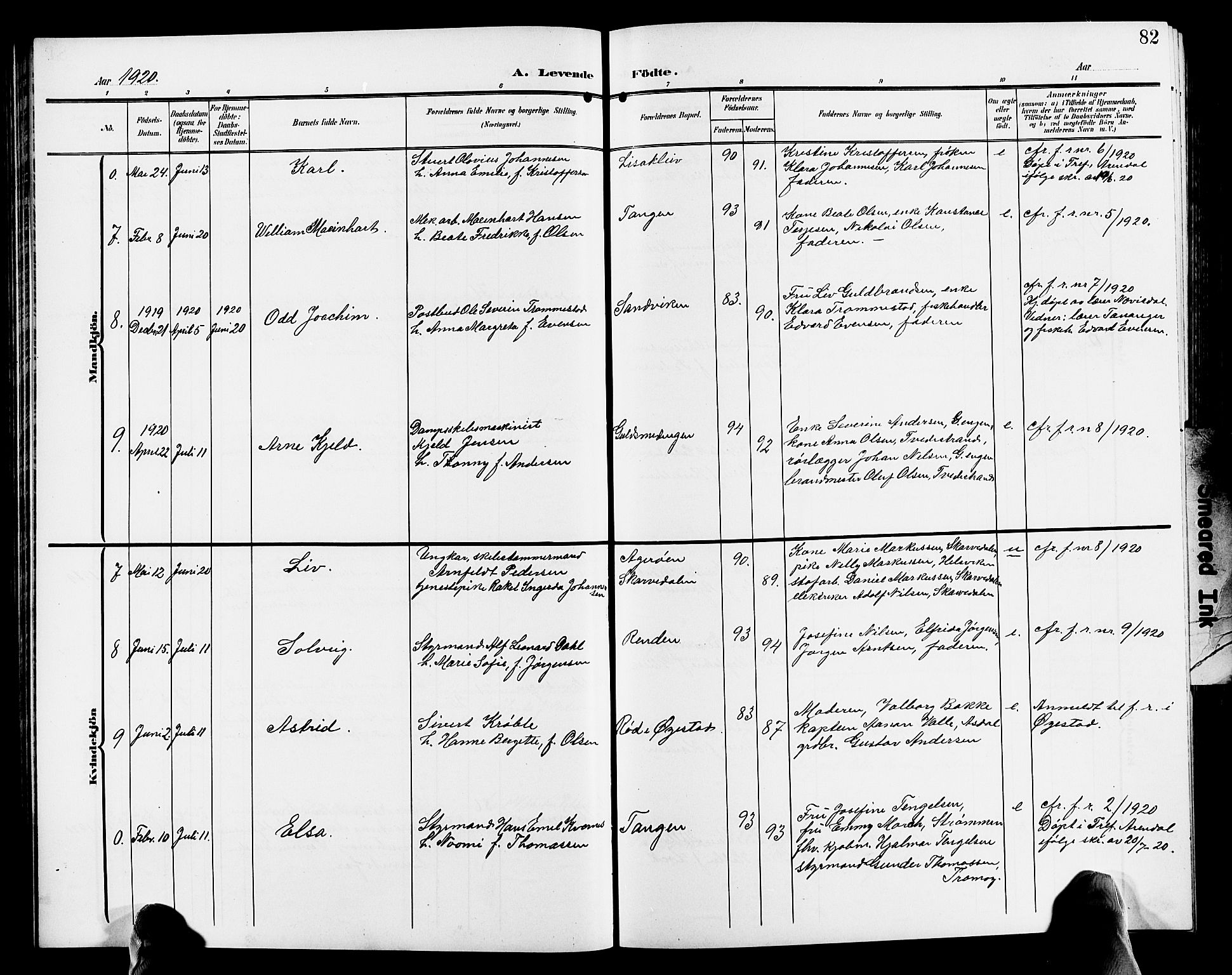 Hisøy sokneprestkontor, AV/SAK-1111-0020/F/Fb/L0004: Parish register (copy) no. B 4, 1905-1923, p. 82