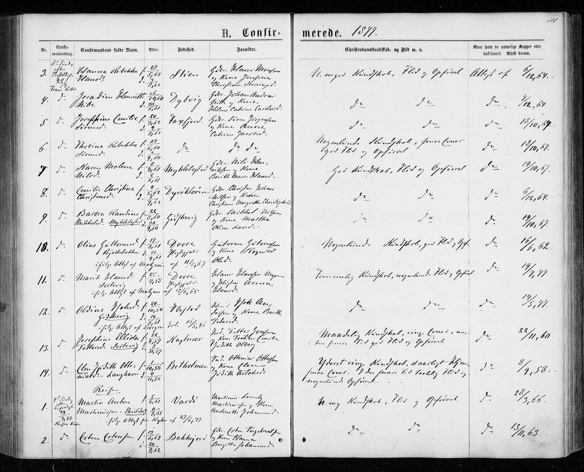 Tranøy sokneprestkontor, AV/SATØ-S-1313/I/Ia/Iaa/L0008kirke: Parish register (official) no. 8, 1867-1877, p. 201