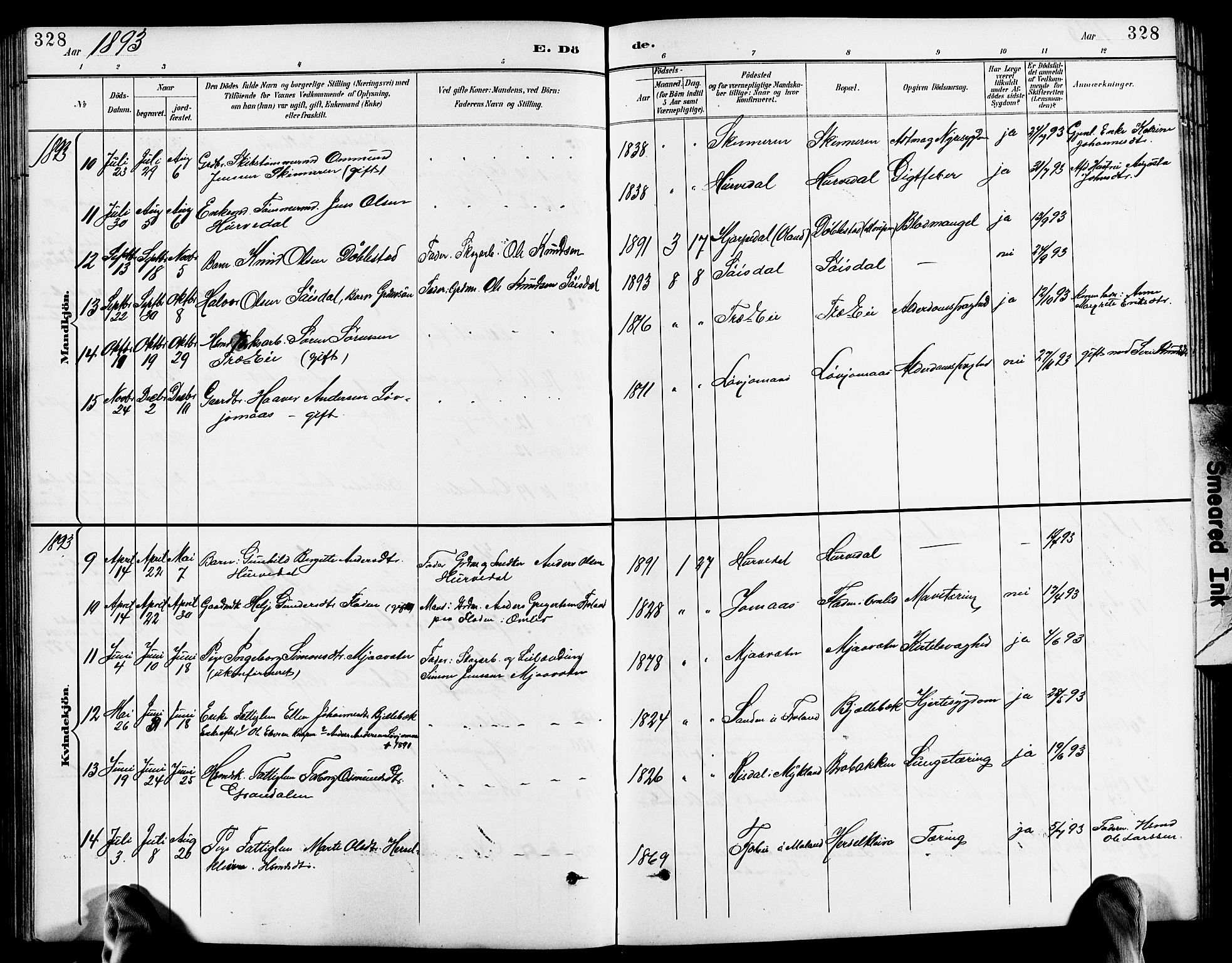 Froland sokneprestkontor, AV/SAK-1111-0013/F/Fb/L0010: Parish register (copy) no. B 10, 1893-1920, p. 328