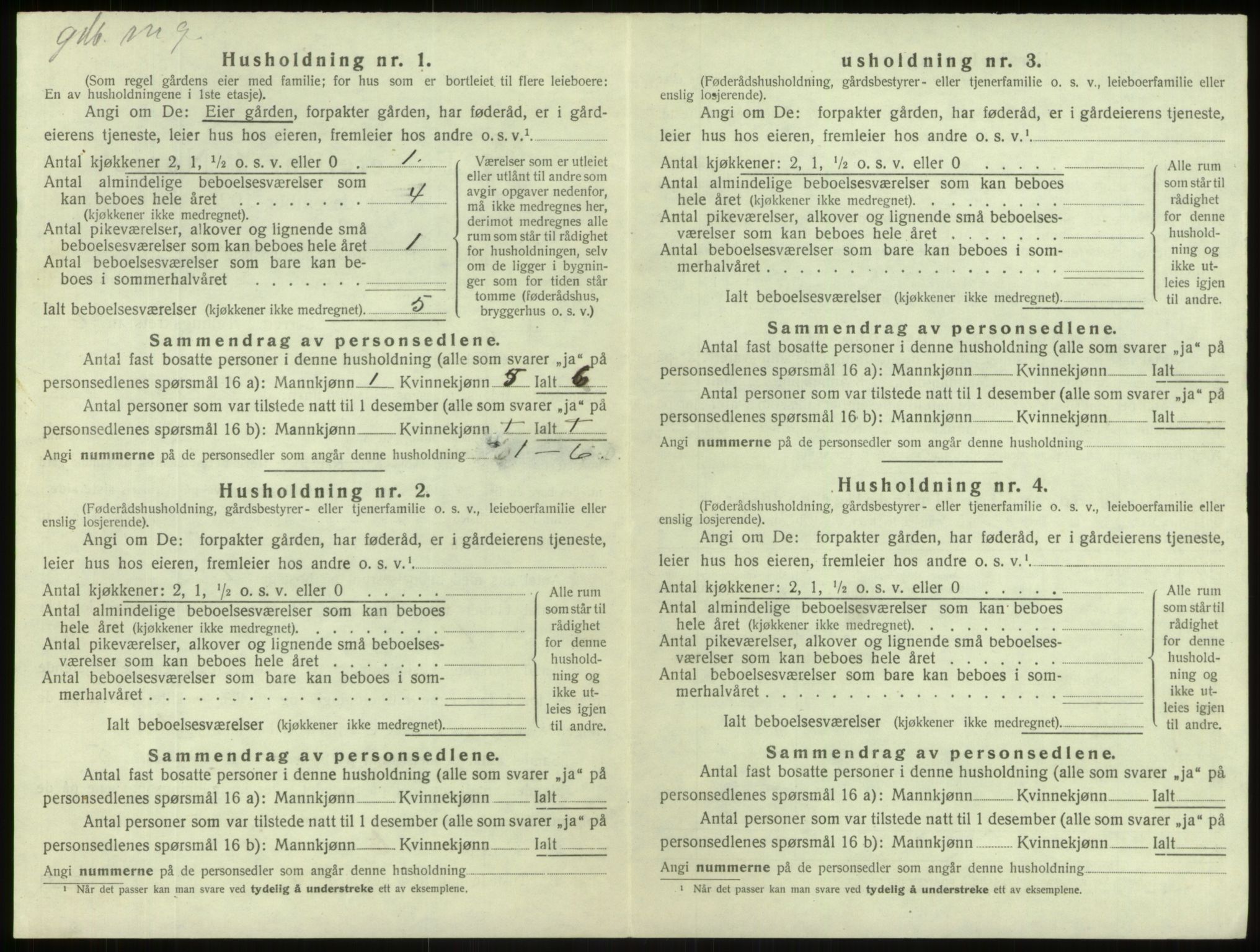 SAB, 1920 census for Årdal, 1920, p. 398