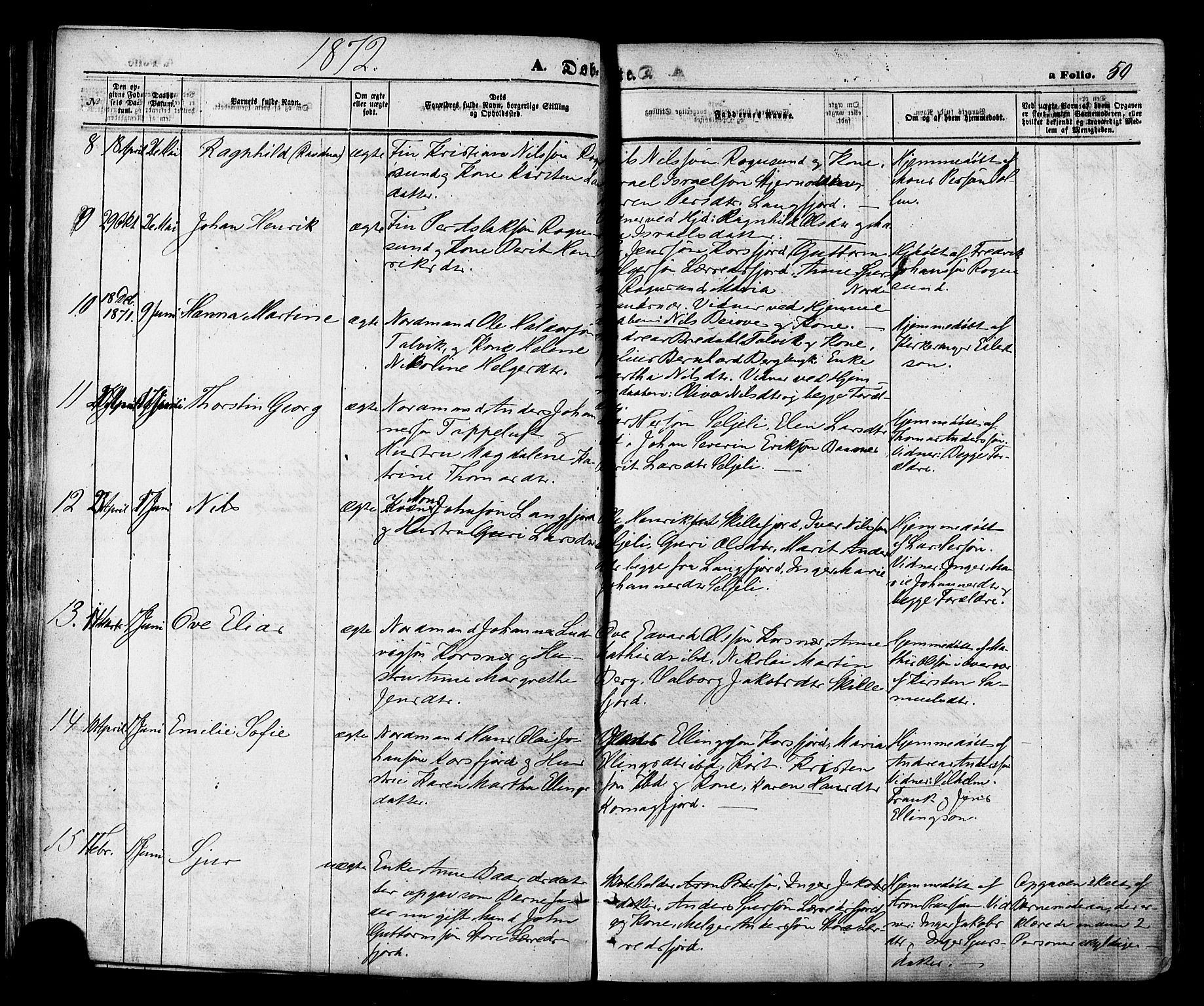 Talvik sokneprestkontor, SATØ/S-1337/H/Ha/L0011kirke: Parish register (official) no. 11, 1864-1877, p. 50