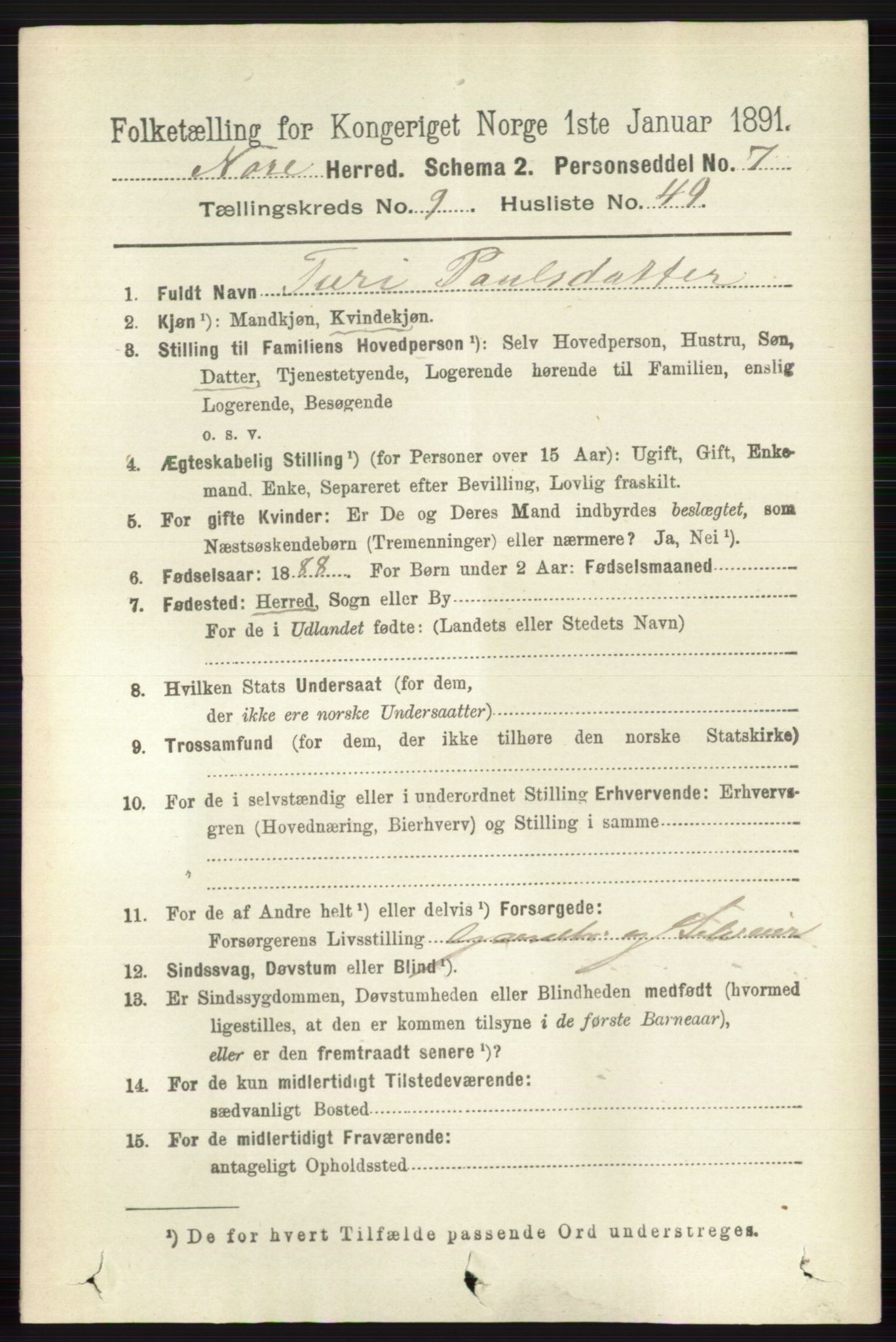 RA, 1891 census for 0633 Nore, 1891, p. 3508
