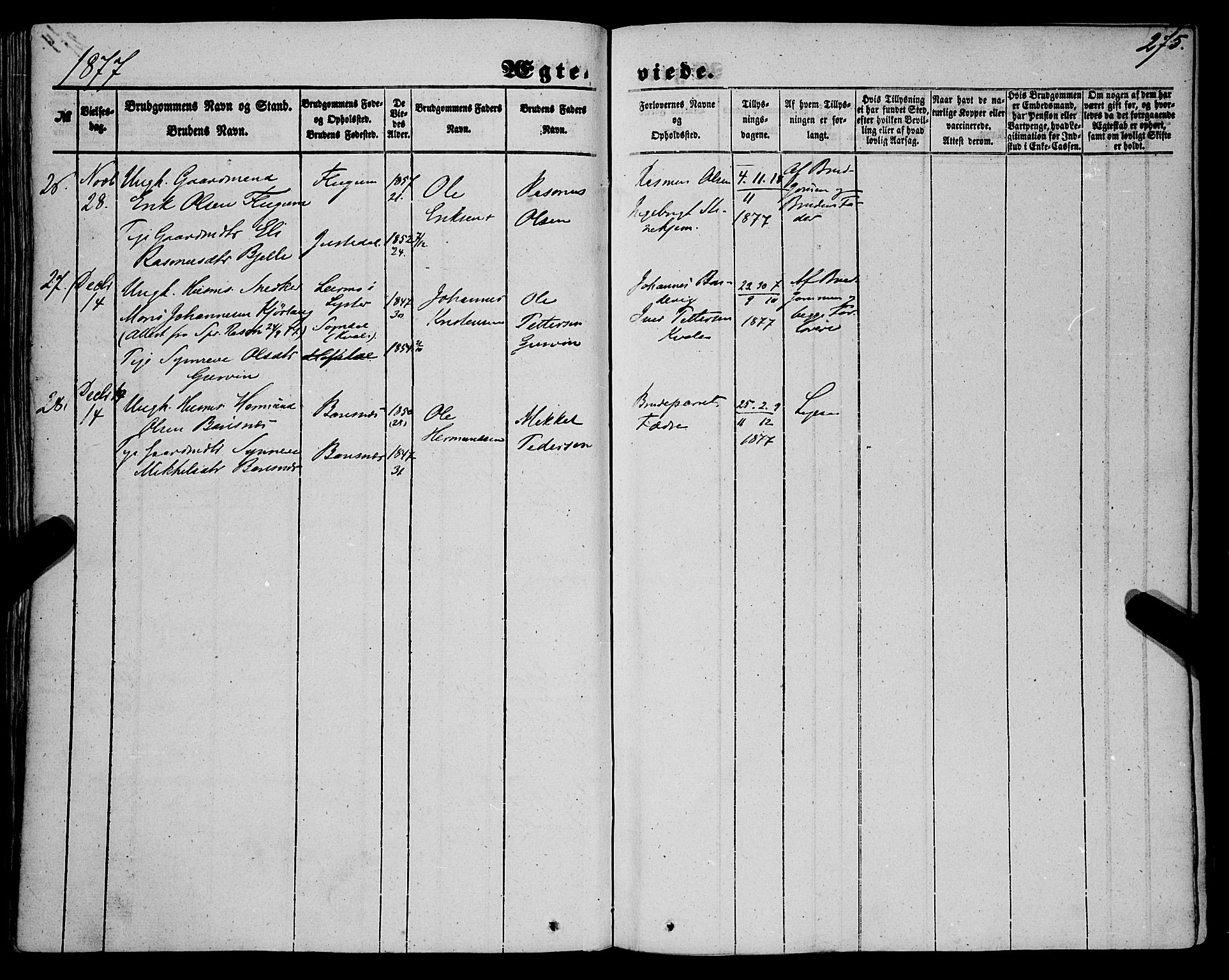 Sogndal sokneprestembete, AV/SAB-A-81301/H/Haa/Haaa/L0012II: Parish register (official) no. A 12II, 1847-1877, p. 275