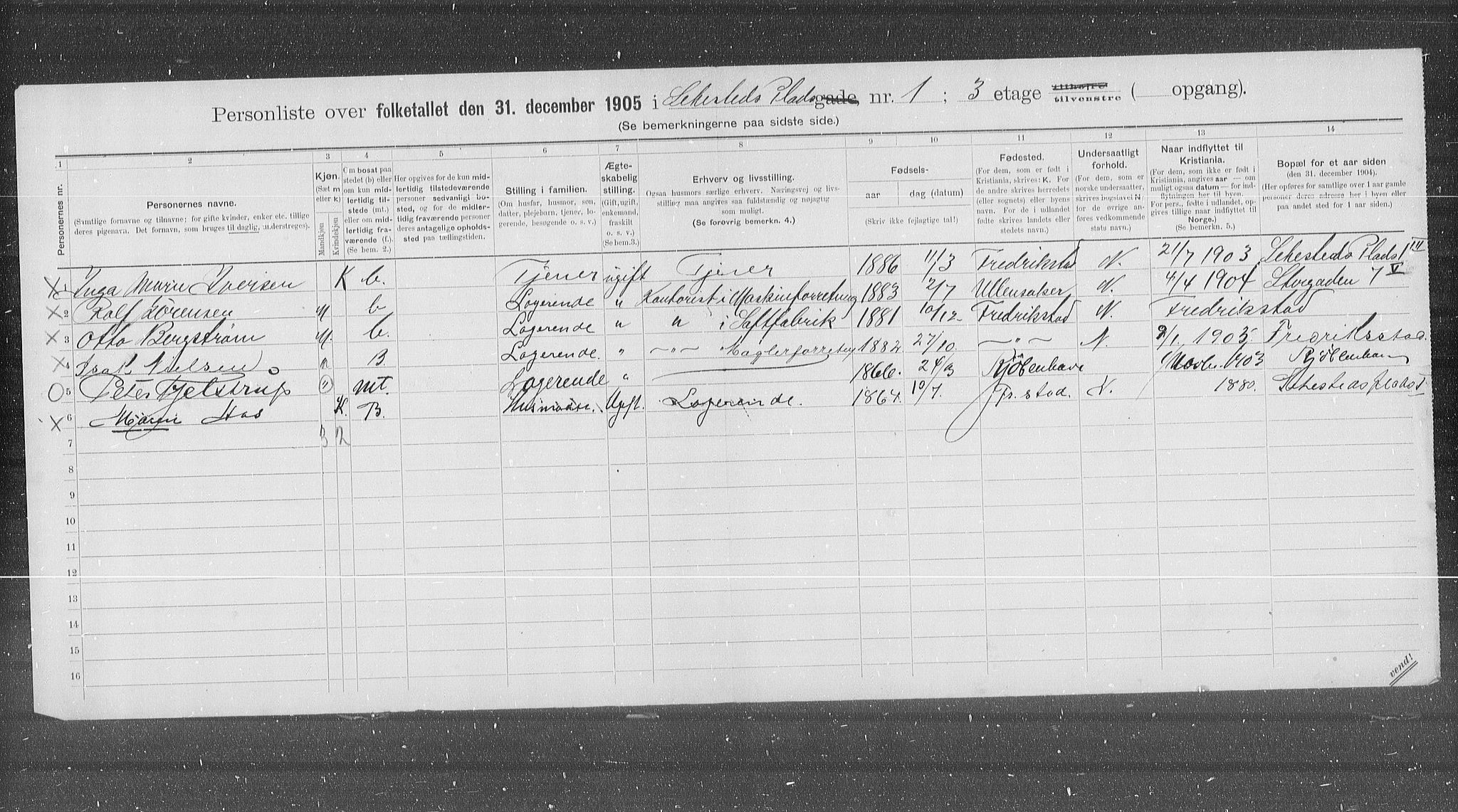 OBA, Municipal Census 1905 for Kristiania, 1905, p. 48700