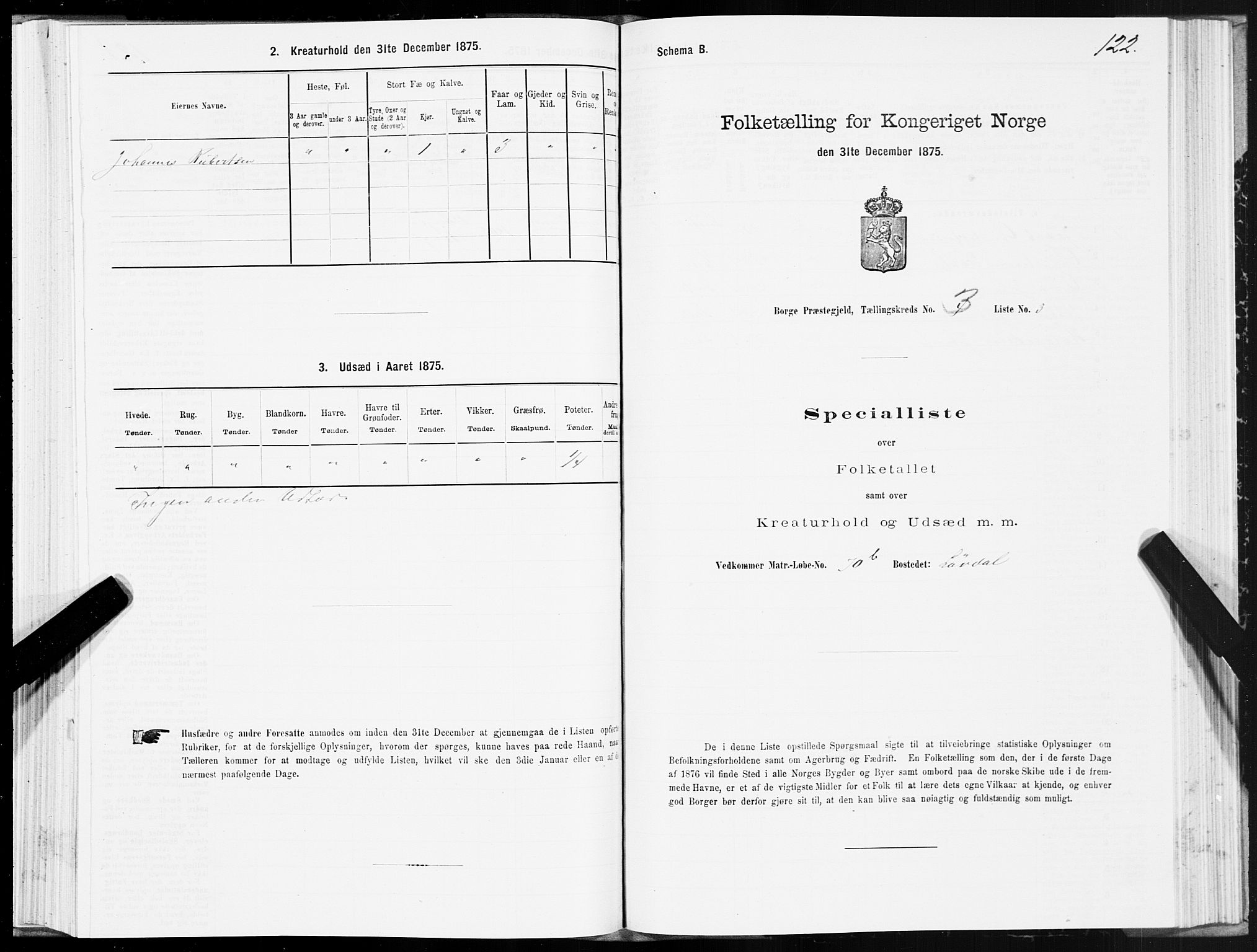 SAT, 1875 census for 1862P Borge, 1875, p. 2122