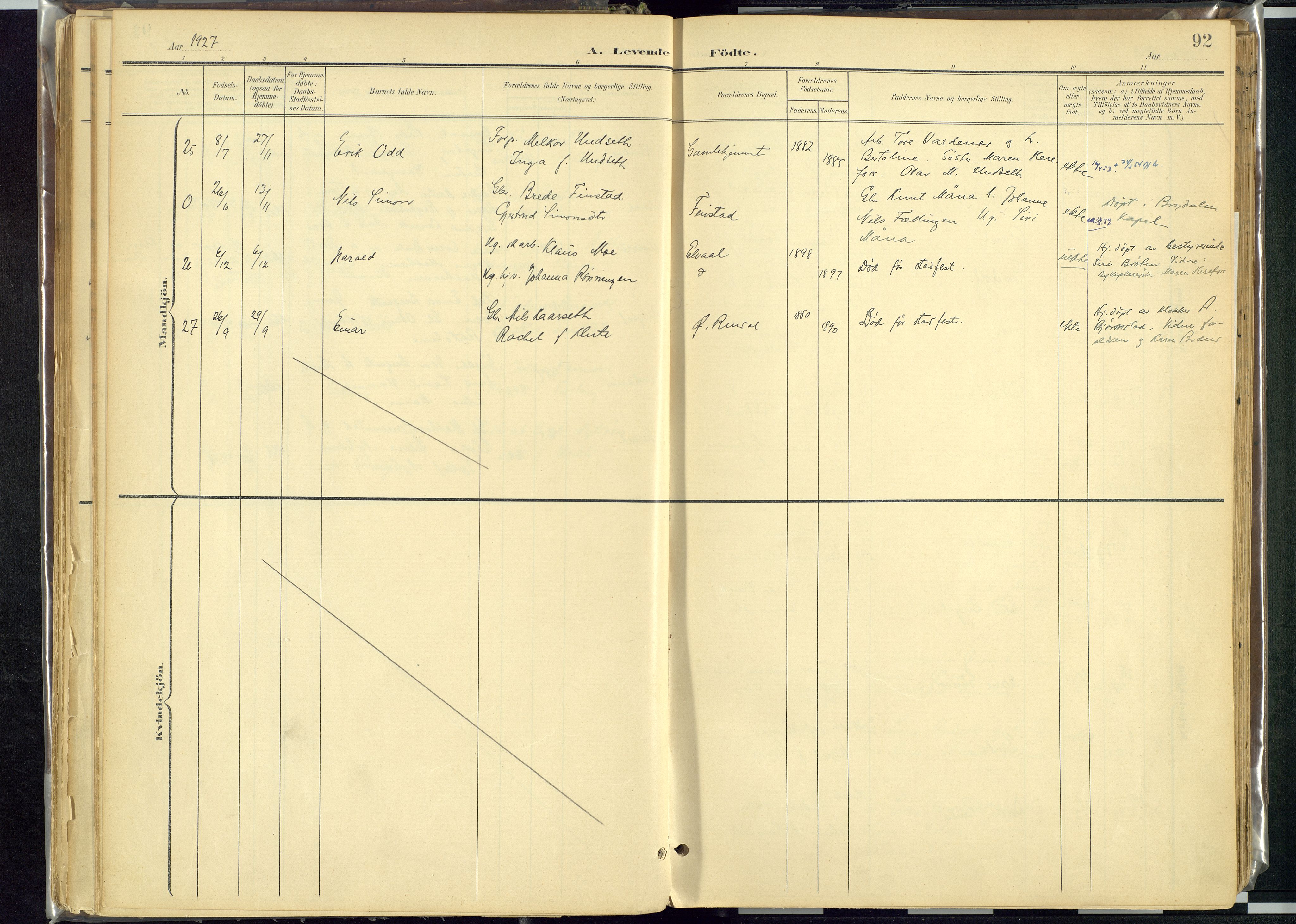 Rendalen prestekontor, AV/SAH-PREST-054/H/Ha/Haa/L0012: Parish register (official) no. 12, 1901-1928, p. 92