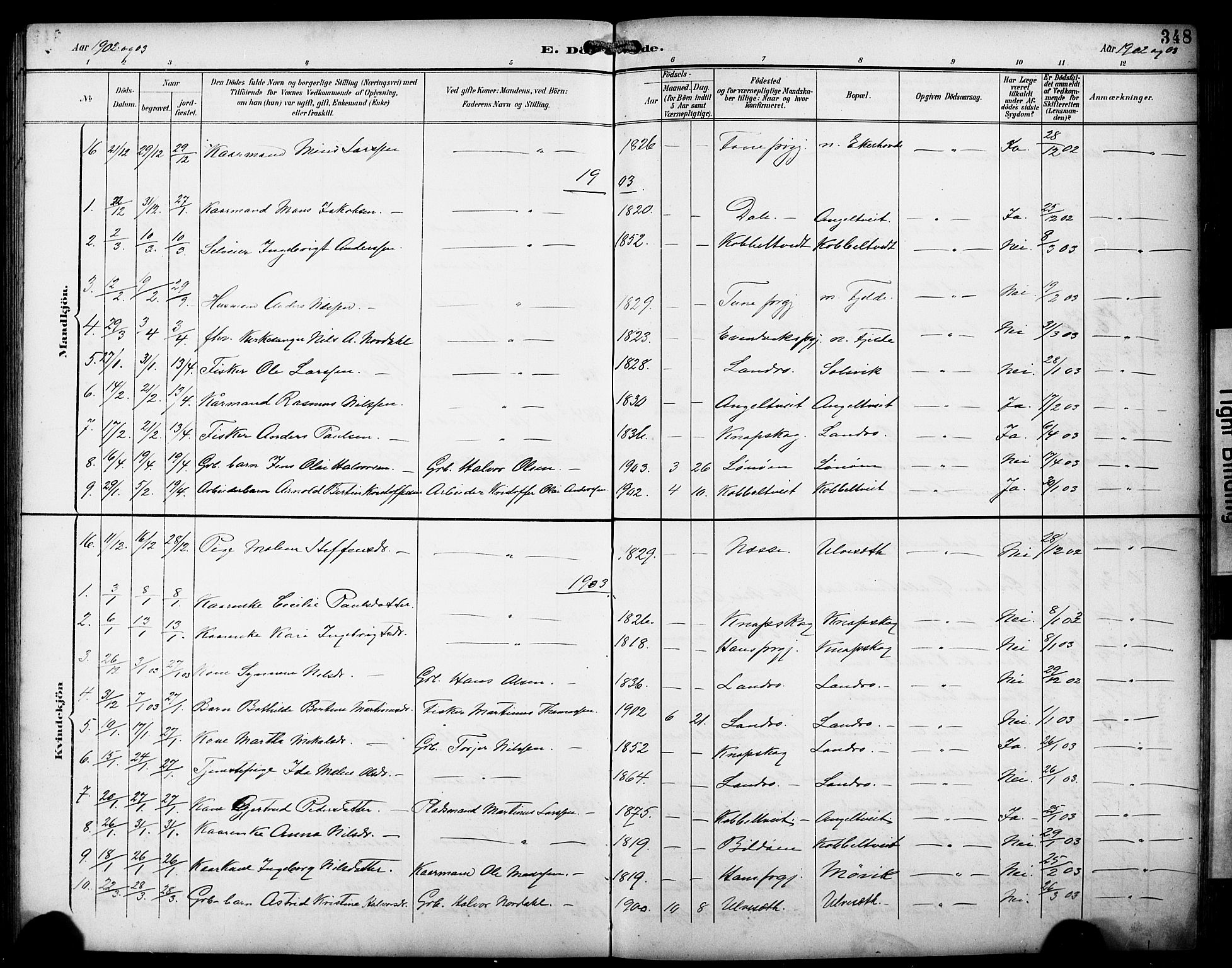 Fjell sokneprestembete, SAB/A-75301/H/Hab: Parish register (copy) no. A 5, 1899-1918, p. 348