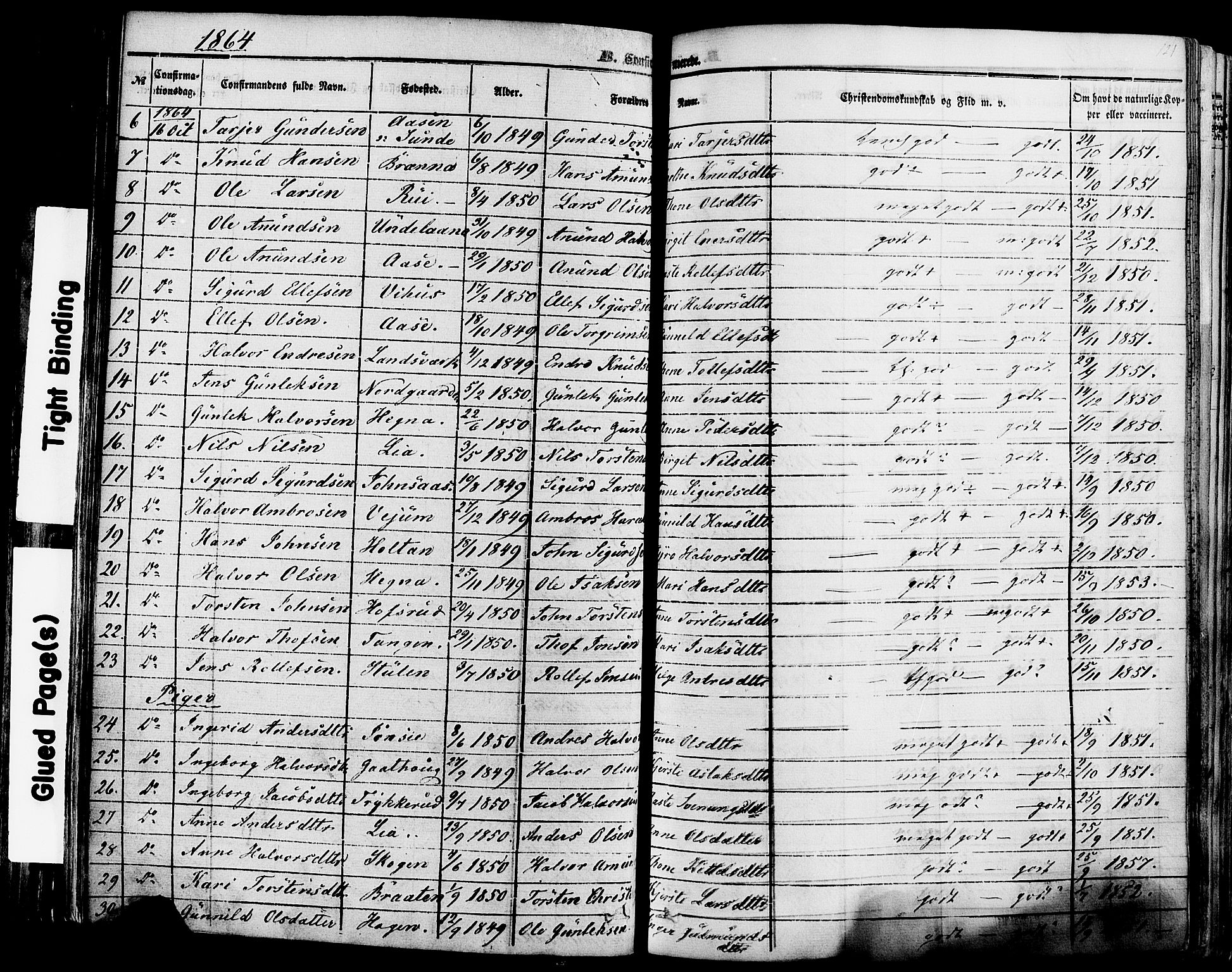 Sauherad kirkebøker, AV/SAKO-A-298/F/Fa/L0007: Parish register (official) no. I 7, 1851-1873, p. 121