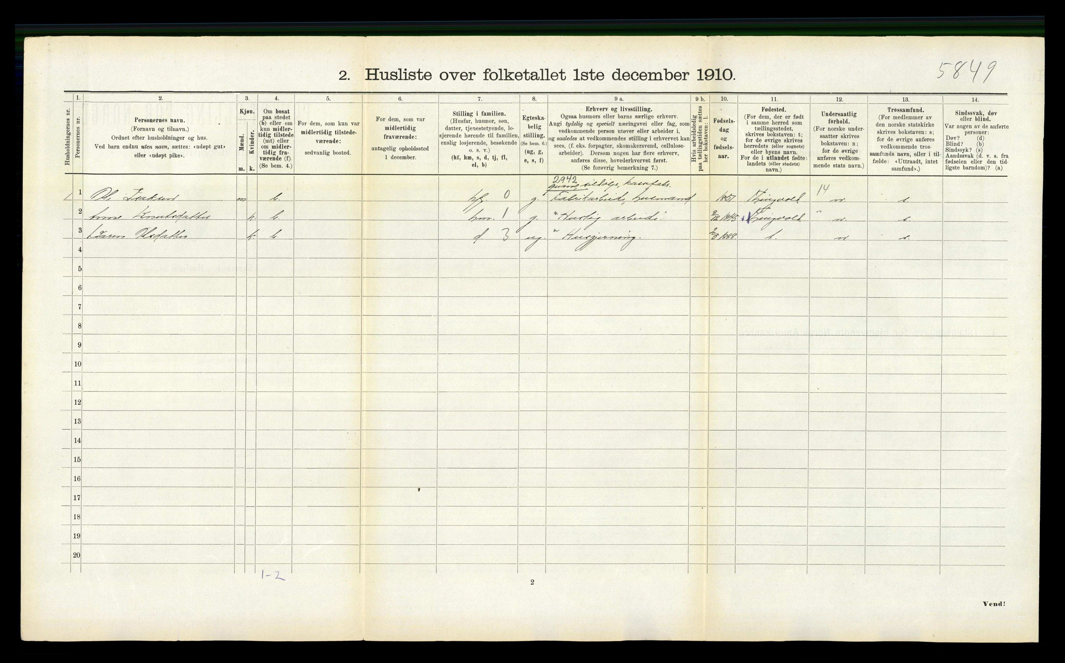 RA, 1910 census for Nesset, 1910, p. 496