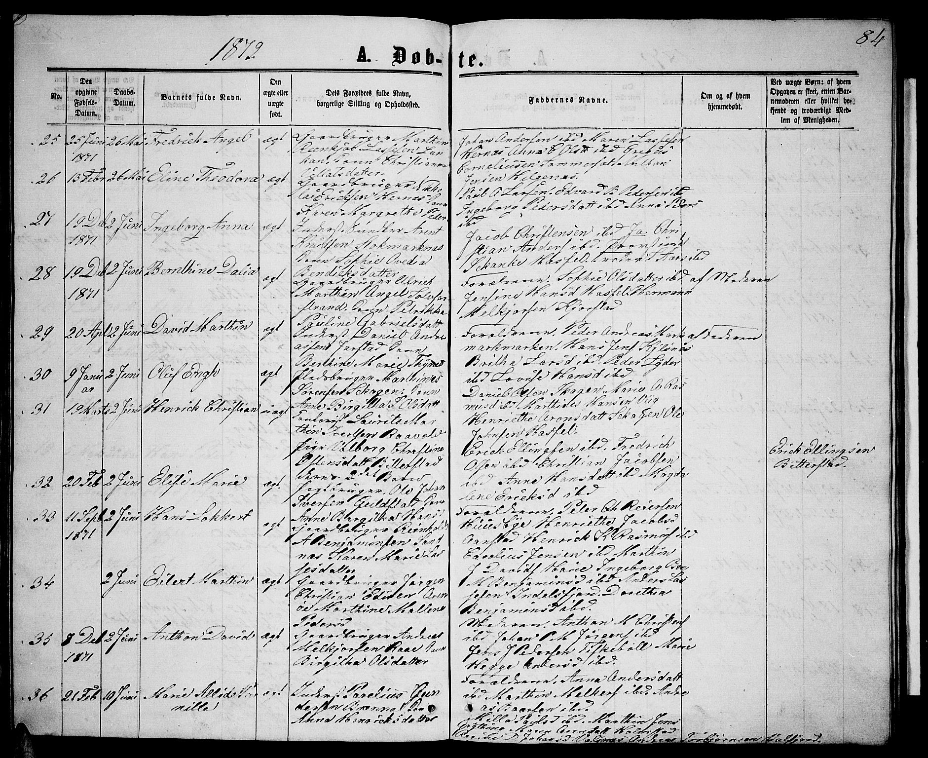 Ministerialprotokoller, klokkerbøker og fødselsregistre - Nordland, AV/SAT-A-1459/888/L1266: Parish register (copy) no. 888C04, 1864-1877, p. 84