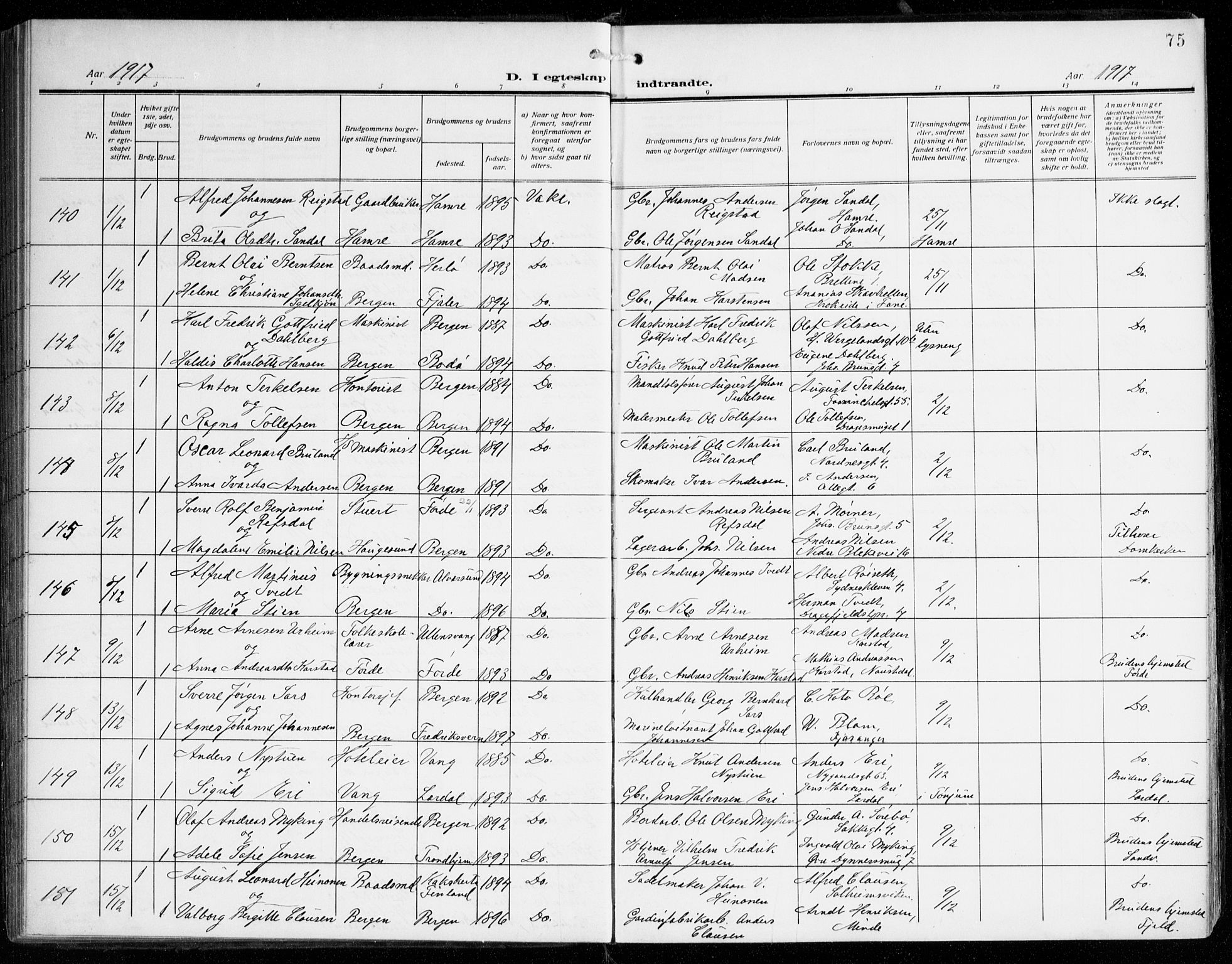 Johanneskirken sokneprestembete, SAB/A-76001/H/Haa/L0013: Parish register (official) no. D 2, 1912-1929, p. 75